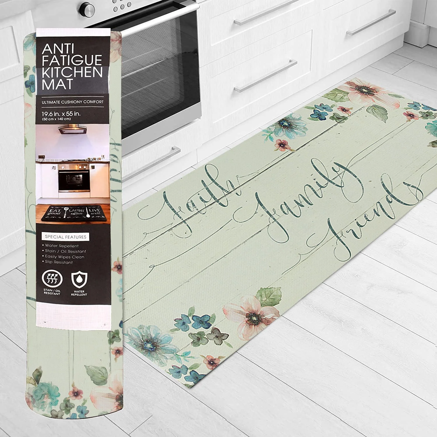 20" x 55" Chic Anti-Fatigue Memory Foam Kitchen Runner Mat (Faith Family Friends) - Image 6