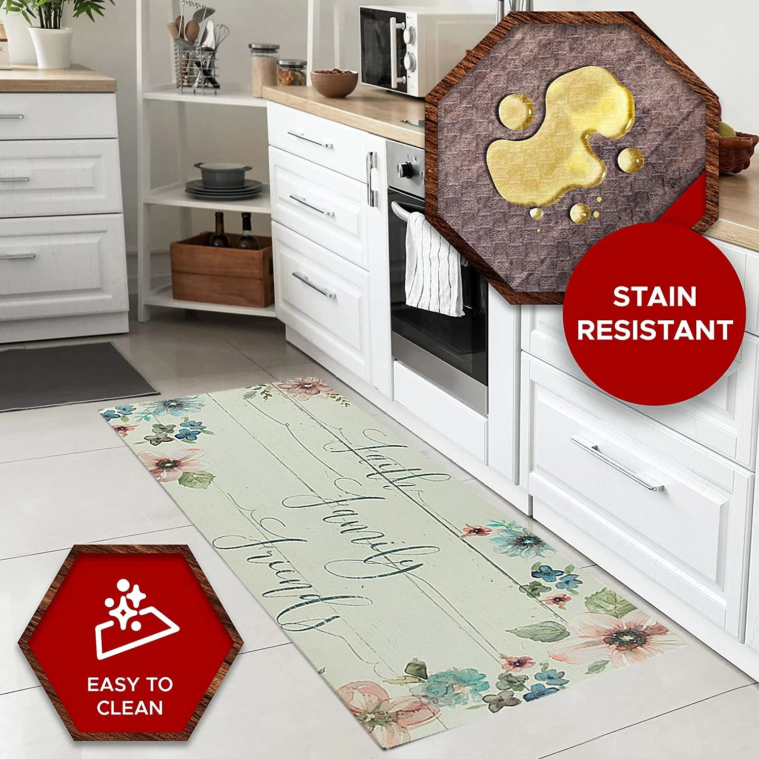 20" x 55" Chic Anti-Fatigue Memory Foam Kitchen Runner Mat (Faith Family Friends) - Image 8