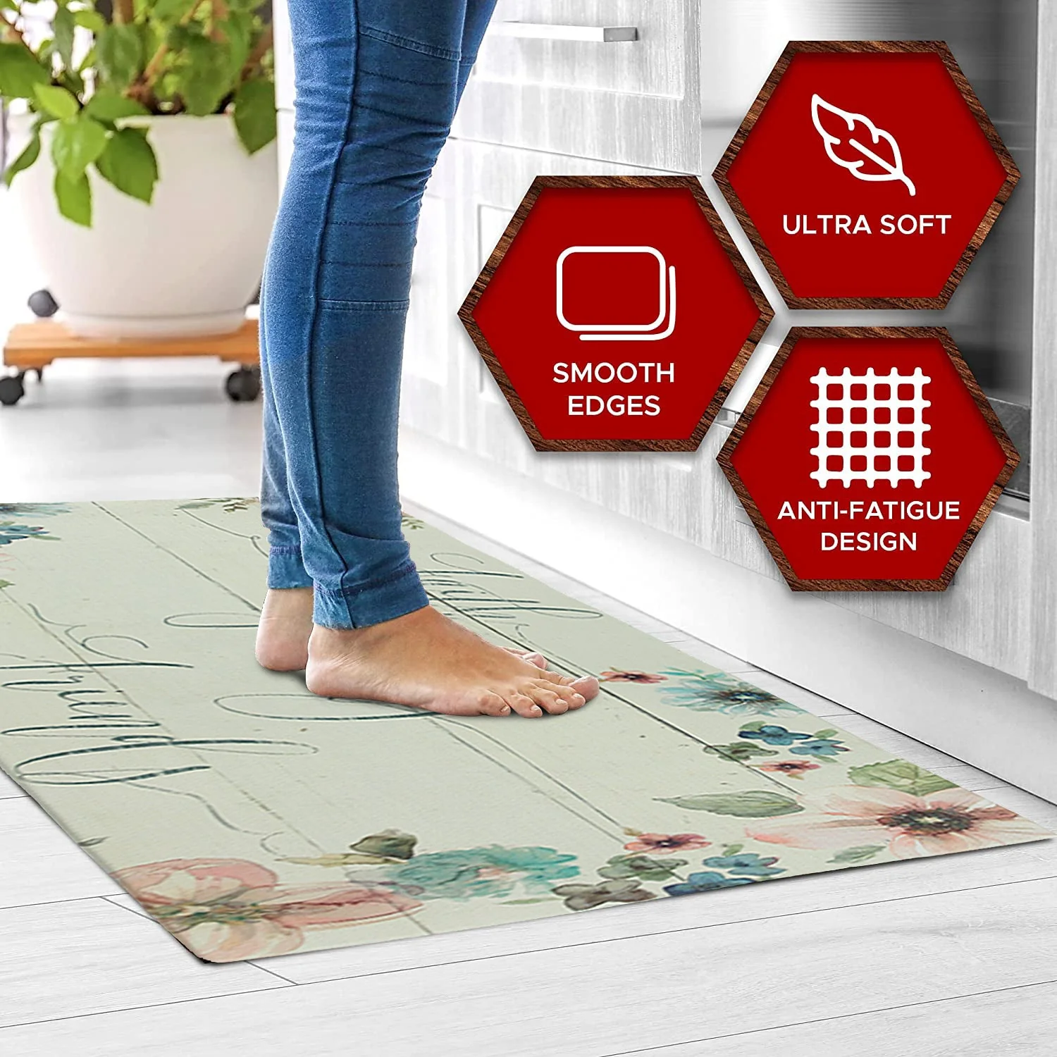 20" x 55" Chic Anti-Fatigue Memory Foam Kitchen Runner Mat (Faith Family Friends) - Image 9