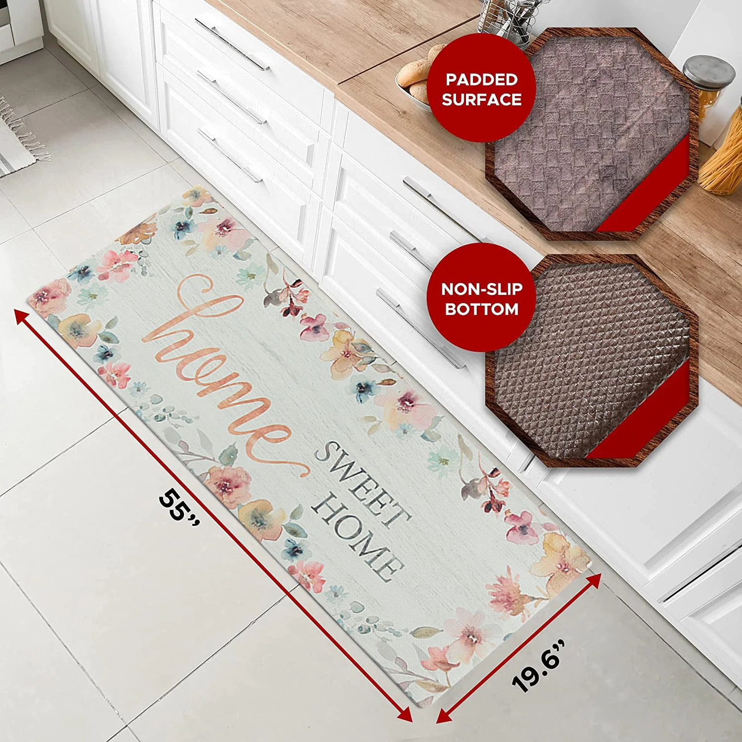20" x 55" Chic Anti-Fatigue Memory Foam Kitchen Runner Mat - Image 7