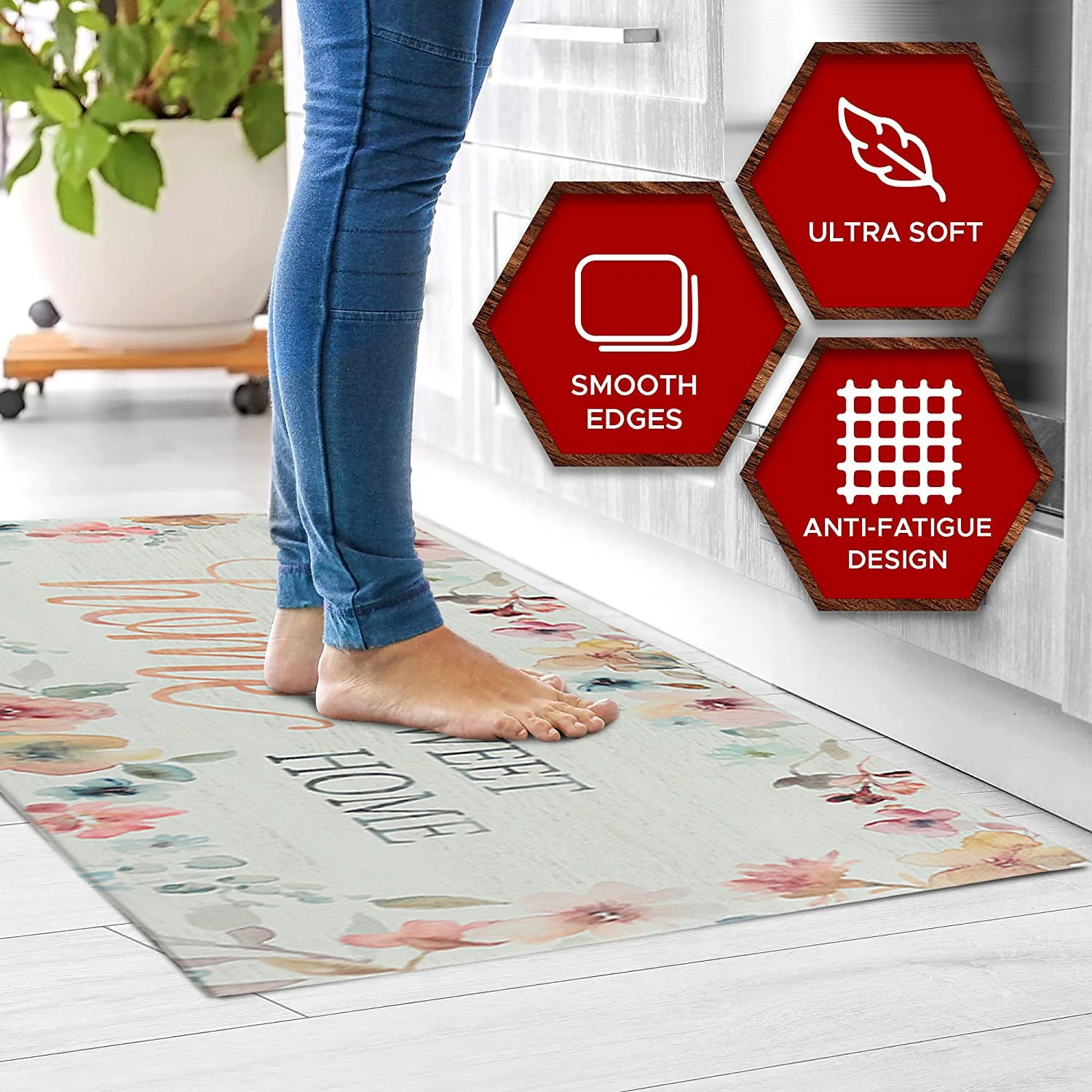 20" x 55" Chic Anti-Fatigue Memory Foam Kitchen Runner Mat - Image 9