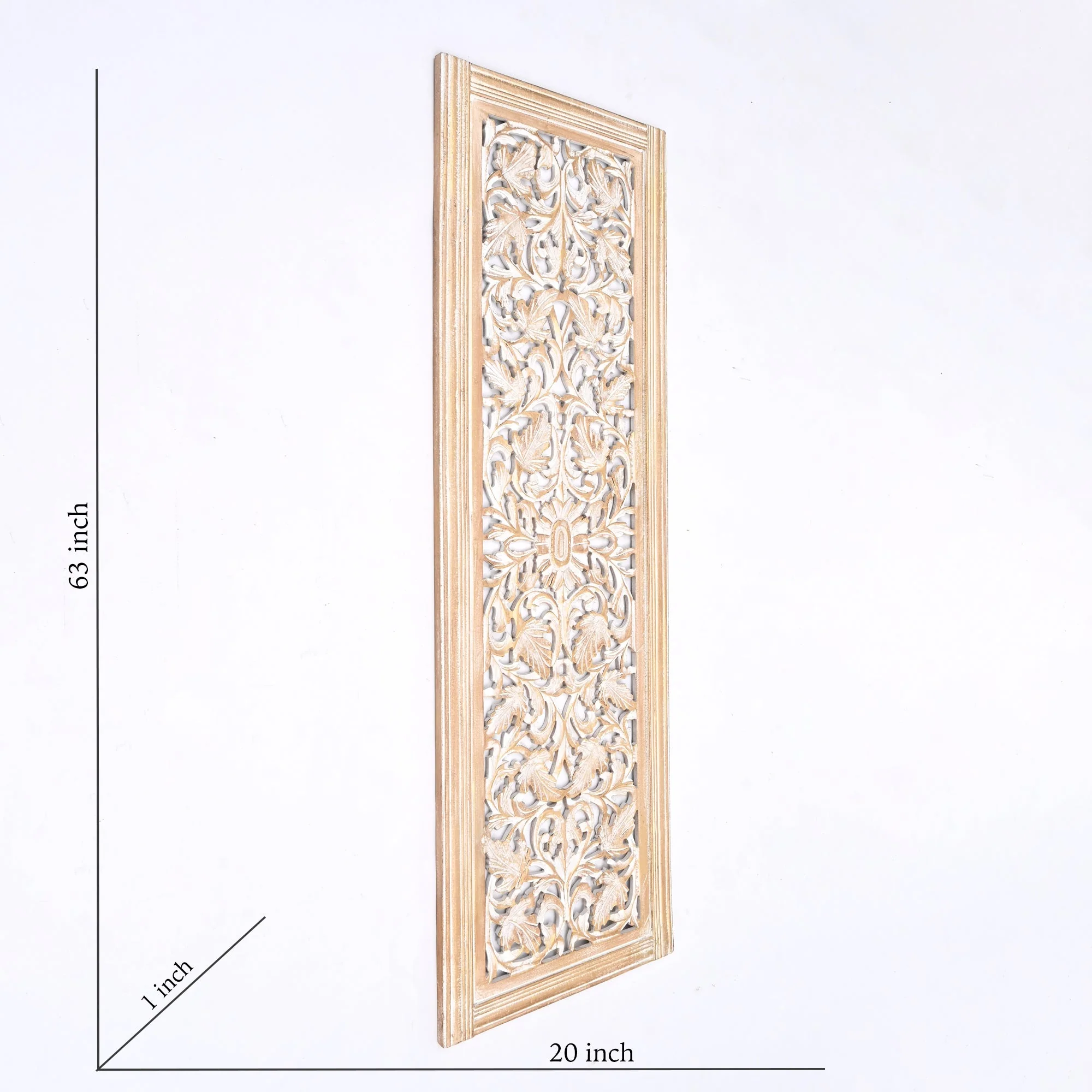 20” x 63” Hand-Carved Wooden Wall Panel – Rustic Antique Mandala Design - Image 3