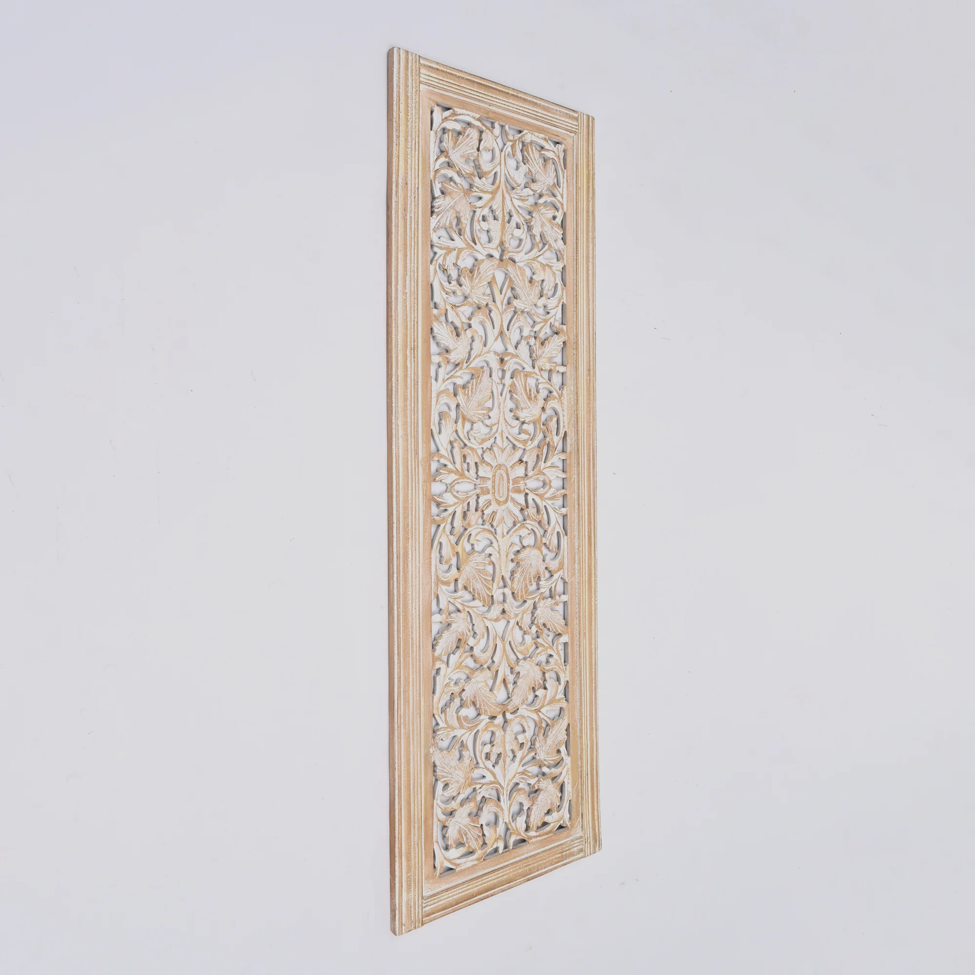 20” x 63” Hand-Carved Wooden Wall Panel – Rustic Antique Mandala Design - Image 4