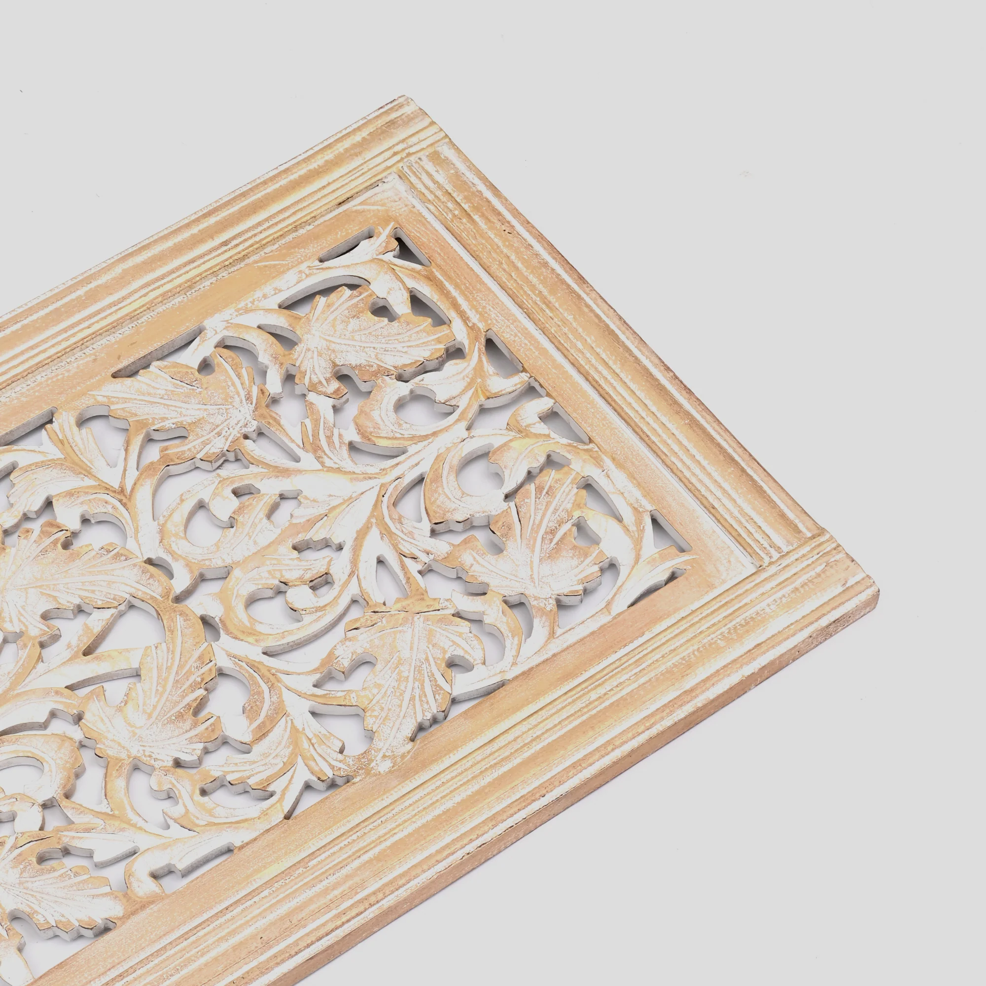 20” x 63” Hand-Carved Wooden Wall Panel – Rustic Antique Mandala Design - Image 5