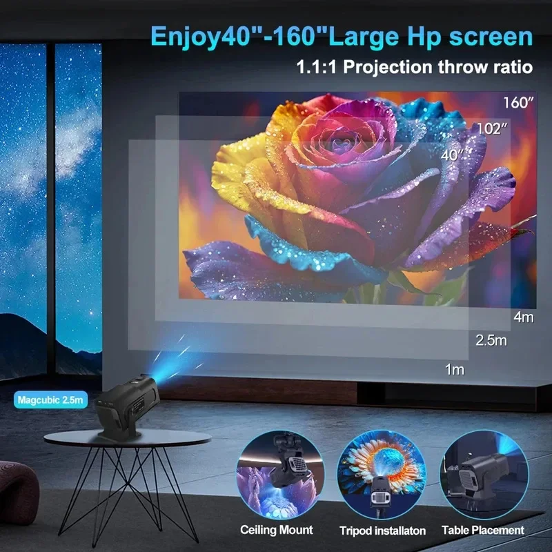 2025 4K Android 11 Projector 1080P 390ANSI Dual WiFi6 BT5.0 Portable Cinema - Image 5