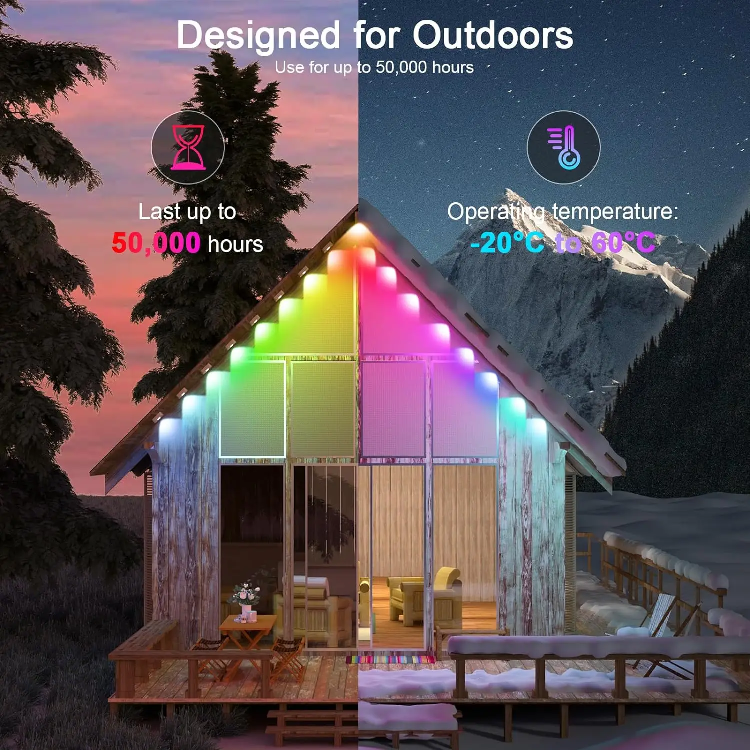 20M Smart RGBIC Outdoor LED Eaves Lights App Remote Control Flashing Home Decor - Image 3