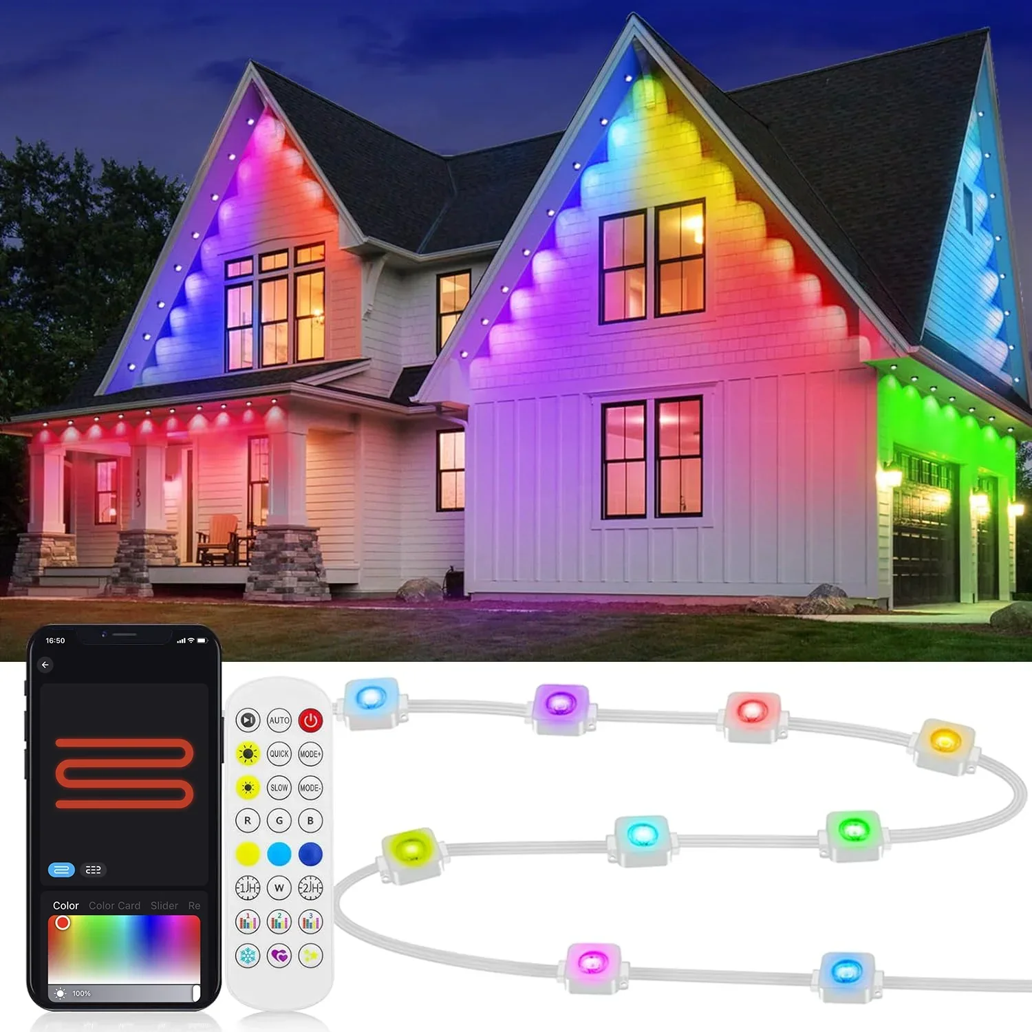 20M Smart RGBIC Outdoor LED Eaves Lights App Remote Control Flashing Home Decor - Image 8