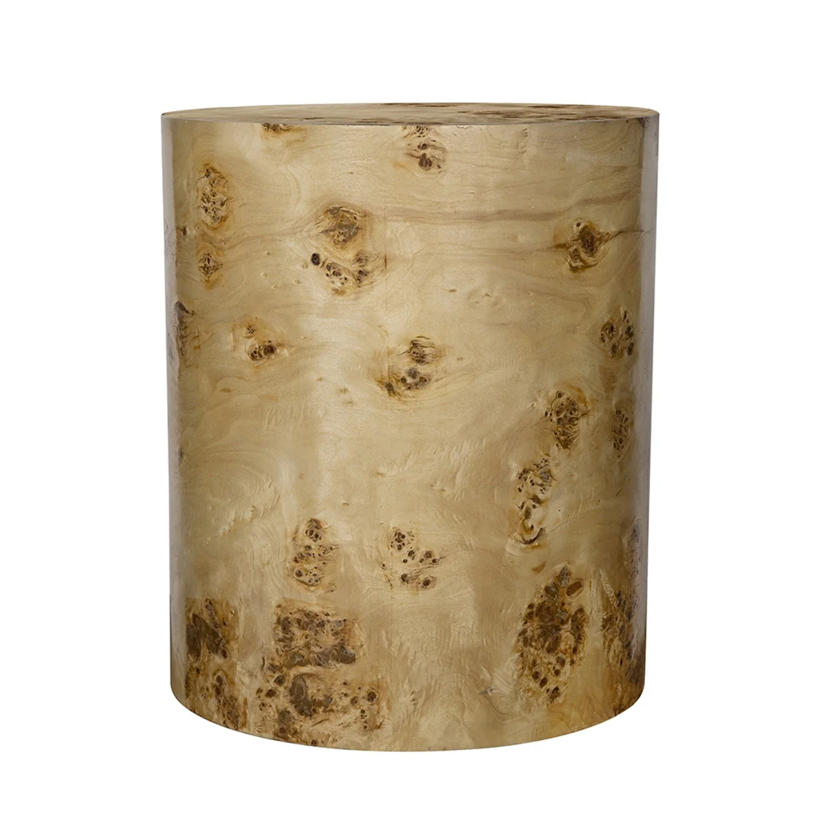20x20x24 Burl Wood Brown Cylinder Side Table - Image 3