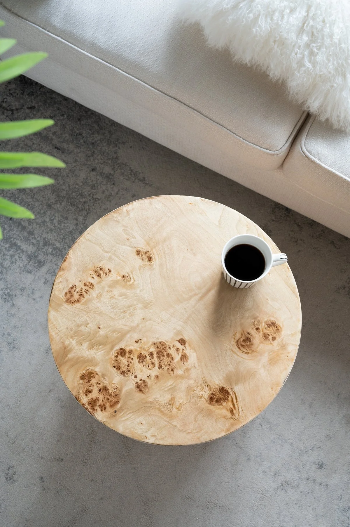 20x20x24 Burl Wood Brown Cylinder Side Table - Image 9