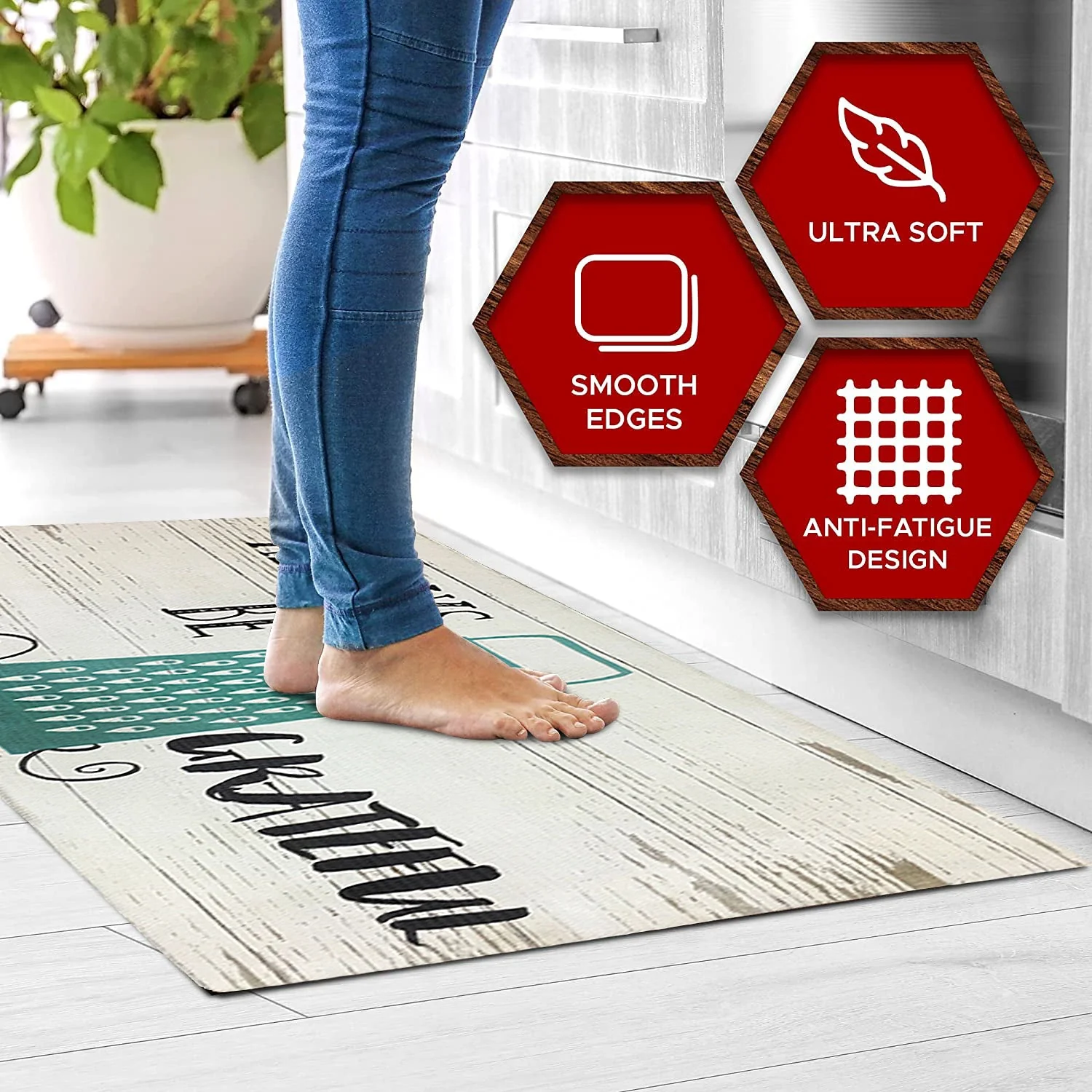 20"x55" Oversized Cushioned Anti-Fatigue Kitchen Runner Mat (Always Be Grateful) - Image 7