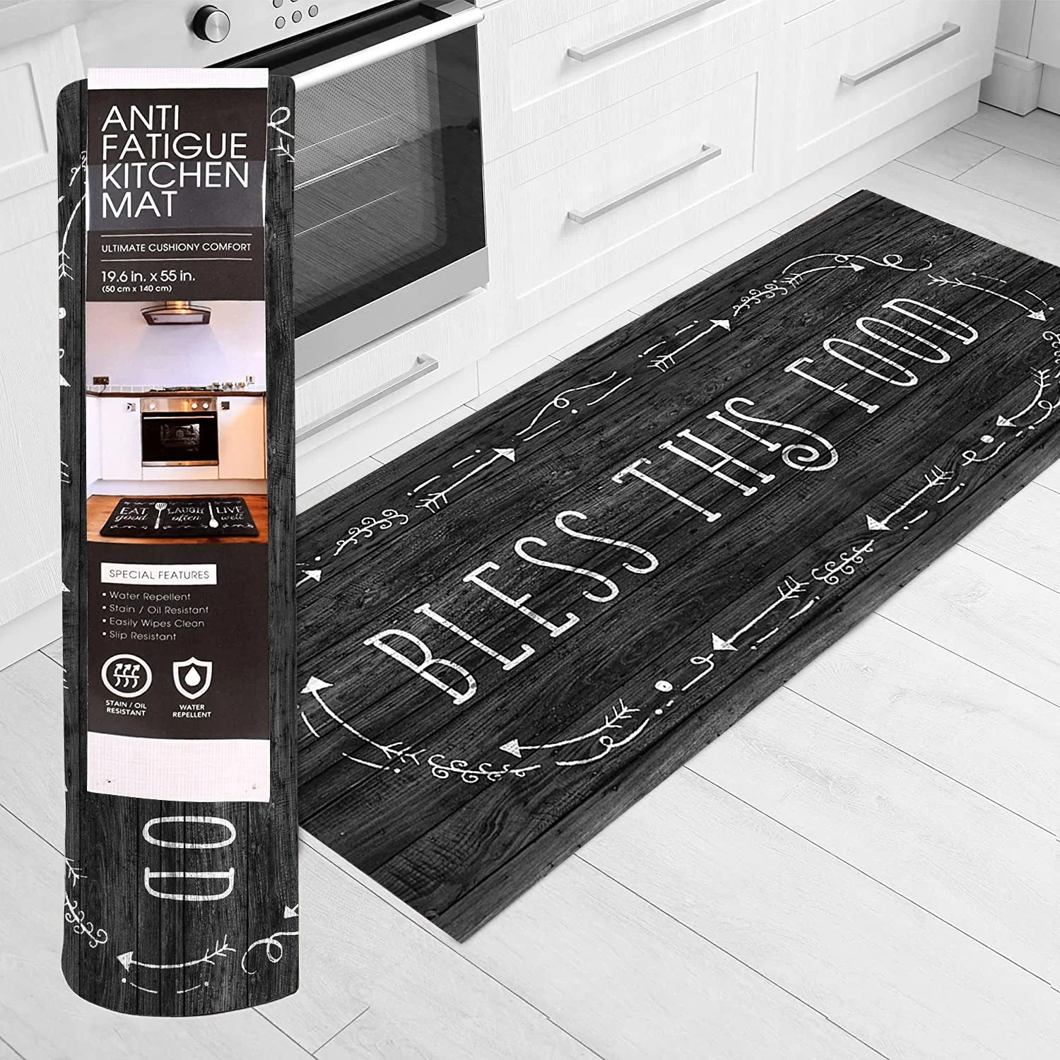20"x55" Oversized Cushioned Anti-Fatigue Kitchen Runner Mat (Bless This Food) - Image 4