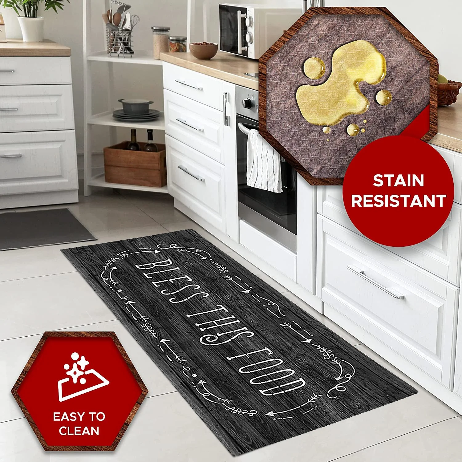 20"x55" Oversized Cushioned Anti-Fatigue Kitchen Runner Mat (Bless This Food) - Image 6