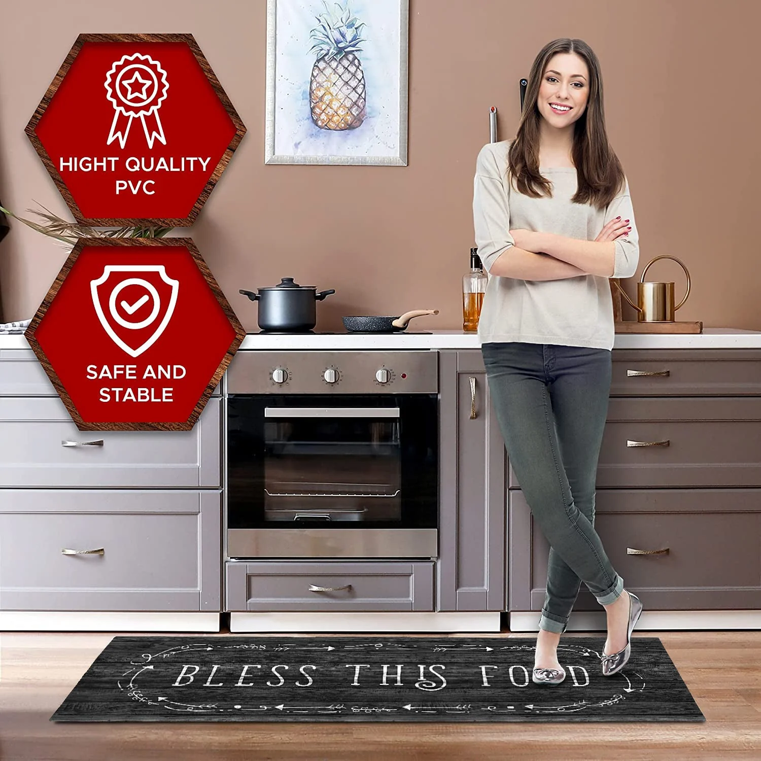 20"x55" Oversized Cushioned Anti-Fatigue Kitchen Runner Mat (Bless This Food) - Image 8