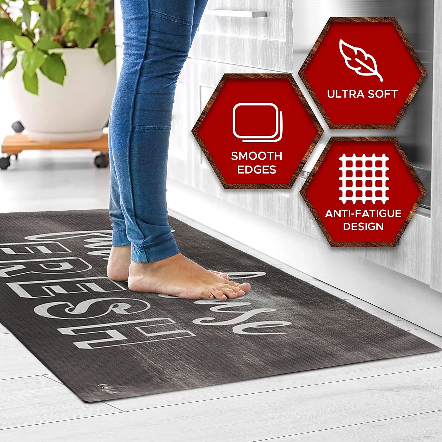 20"x55" Oversized Cushioned Anti-Fatigue Kitchen Runner Mat (Farmhouse Fresh) - Image 4