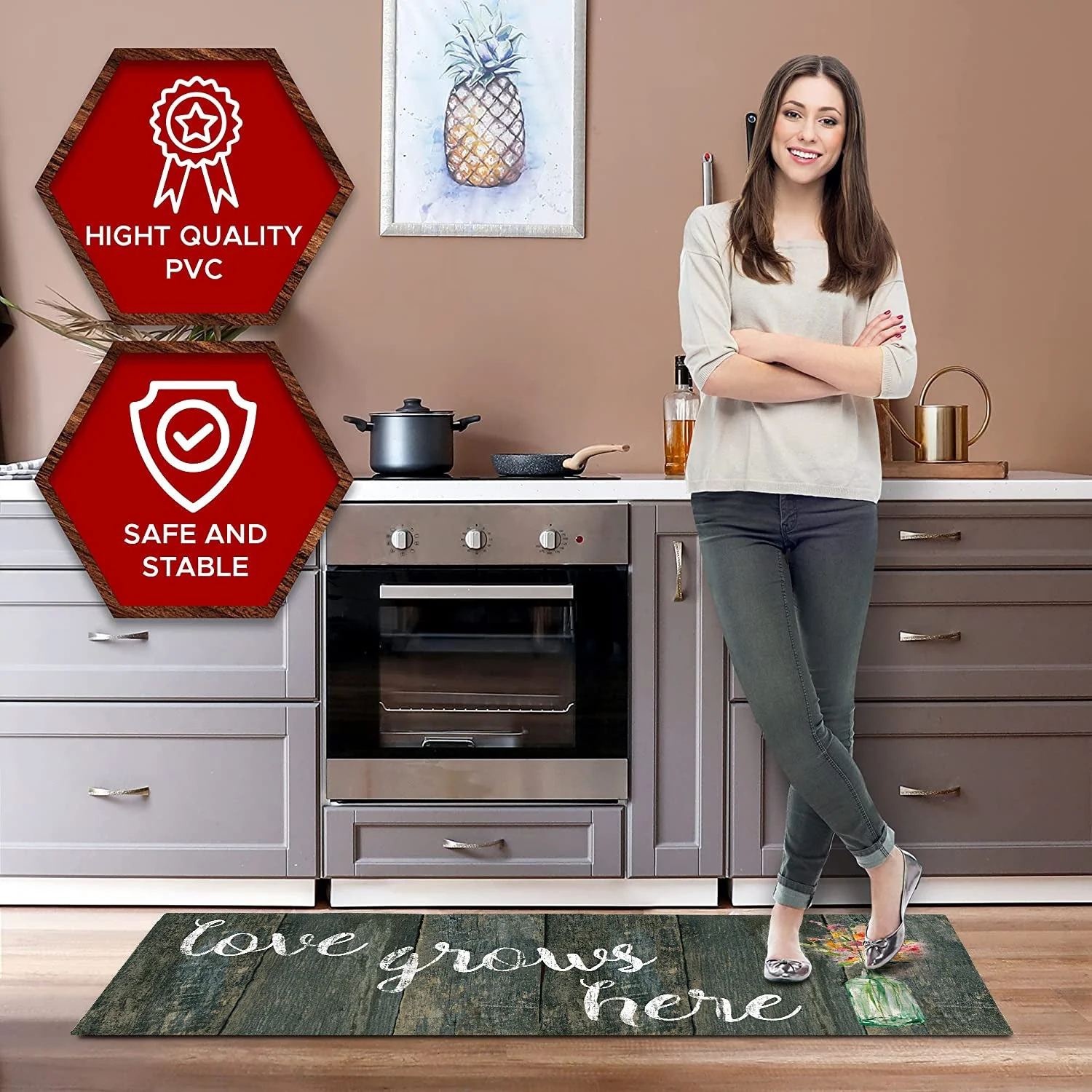 20"x55" Oversized Cushioned Anti-Fatigue Kitchen Runner Mat (Love Grows Here) - Image 10