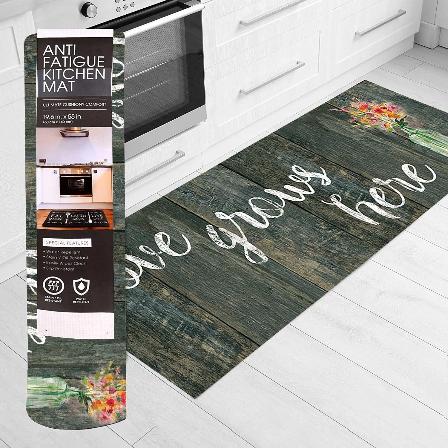 20"x55" Oversized Cushioned Anti-Fatigue Kitchen Runner Mat (Love Grows Here) - Image 6