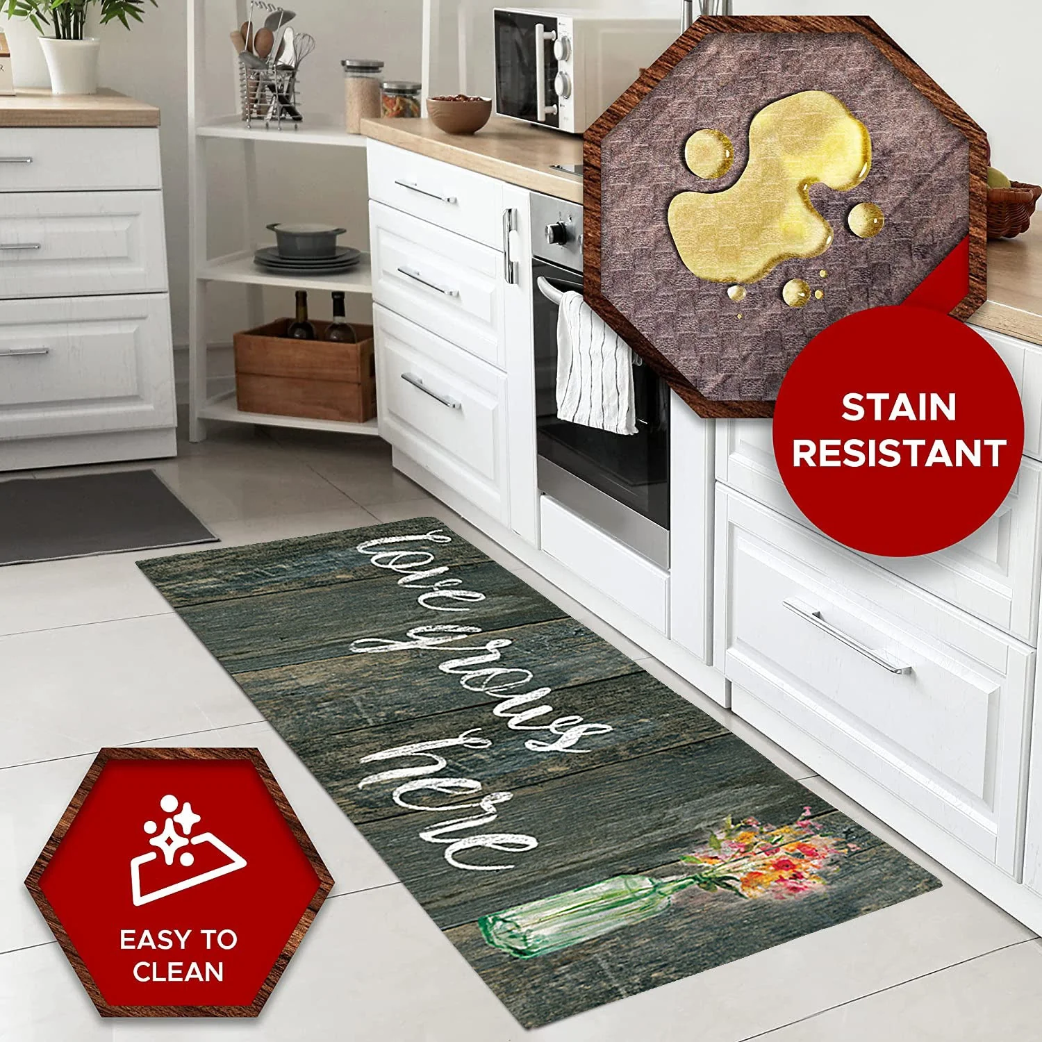 20"x55" Oversized Cushioned Anti-Fatigue Kitchen Runner Mat (Love Grows Here) - Image 8