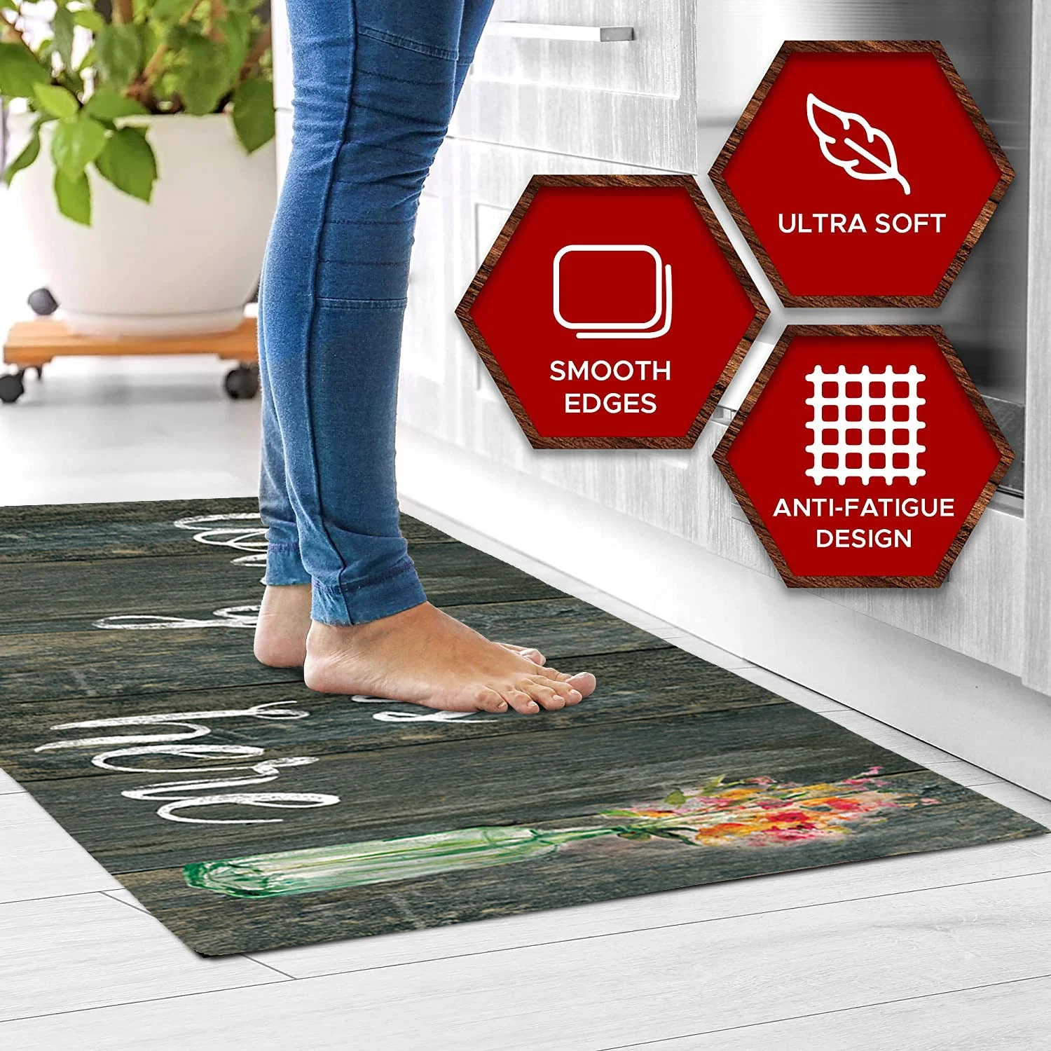 20"x55" Oversized Cushioned Anti-Fatigue Kitchen Runner Mat (Love Grows Here) - Image 9