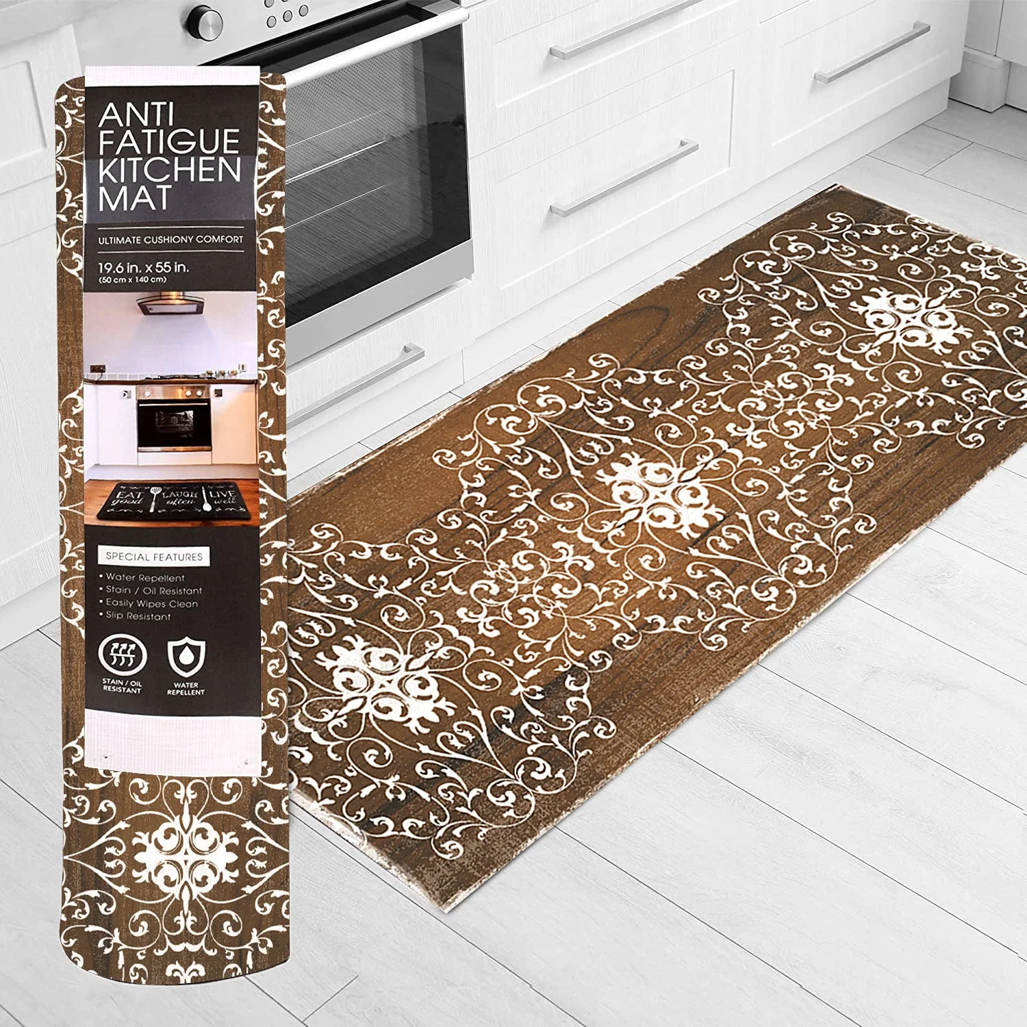 20"x55" Oversized Cushioned Anti-Fatigue Kitchen Runner Mat (Scroll) - Image 2