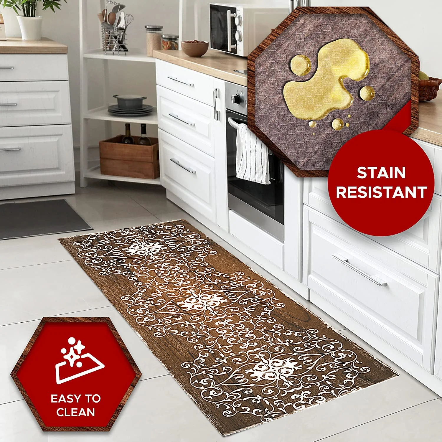 20"x55" Oversized Cushioned Anti-Fatigue Kitchen Runner Mat (Scroll) - Image 4