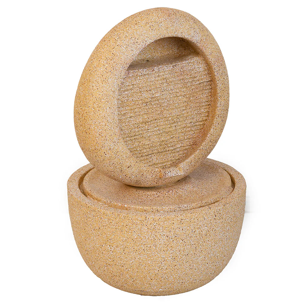 21.7x21.7x34.3 Inch Cement Round Water Fountain with Light and Pump - Image 3