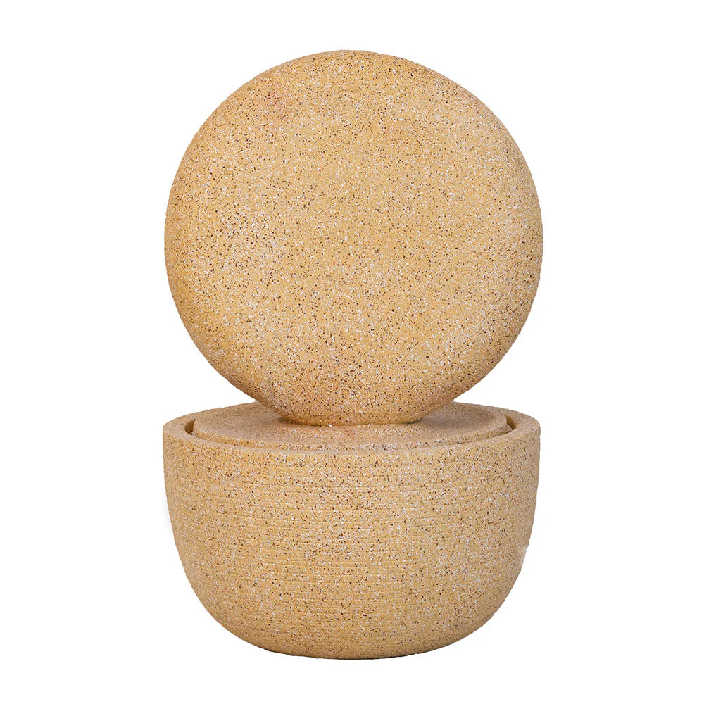 21.7x21.7x34.3 Inch Cement Round Water Fountain with Light and Pump - Image 5