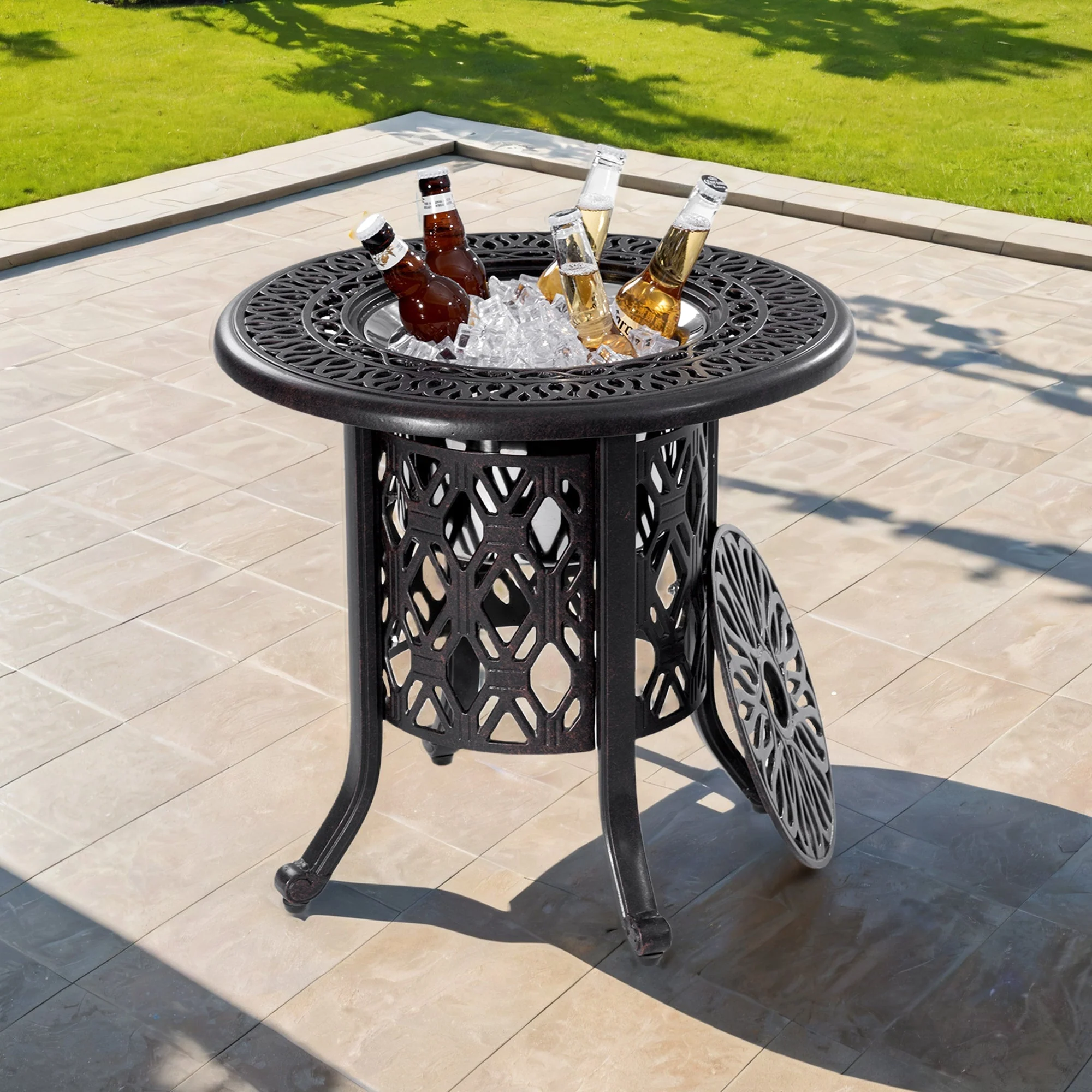 21-Inch Side Table with Removable Ice Bucket - Image 2