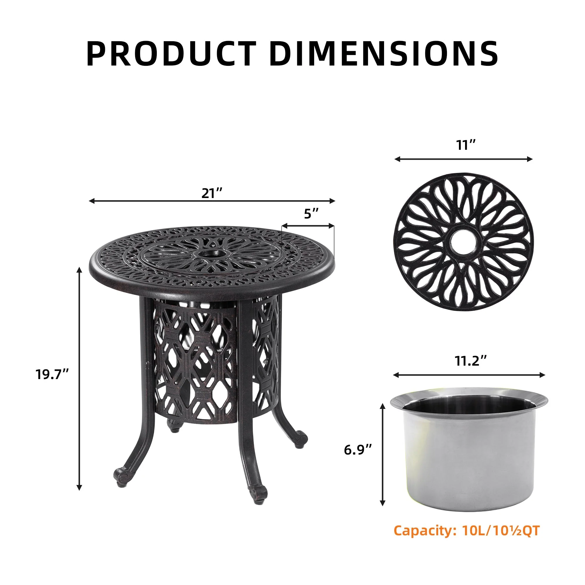 21-Inch Side Table with Removable Ice Bucket - Image 3