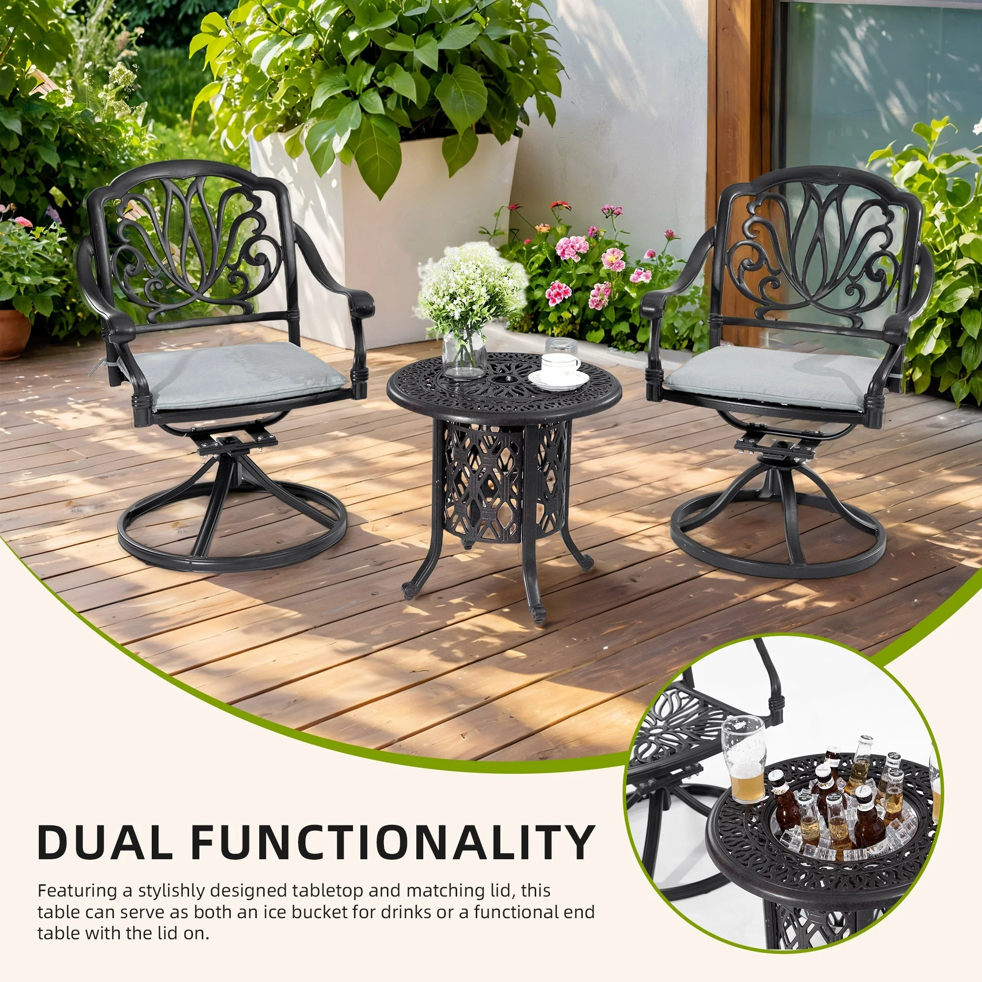 21-Inch Side Table with Removable Ice Bucket - Image 6