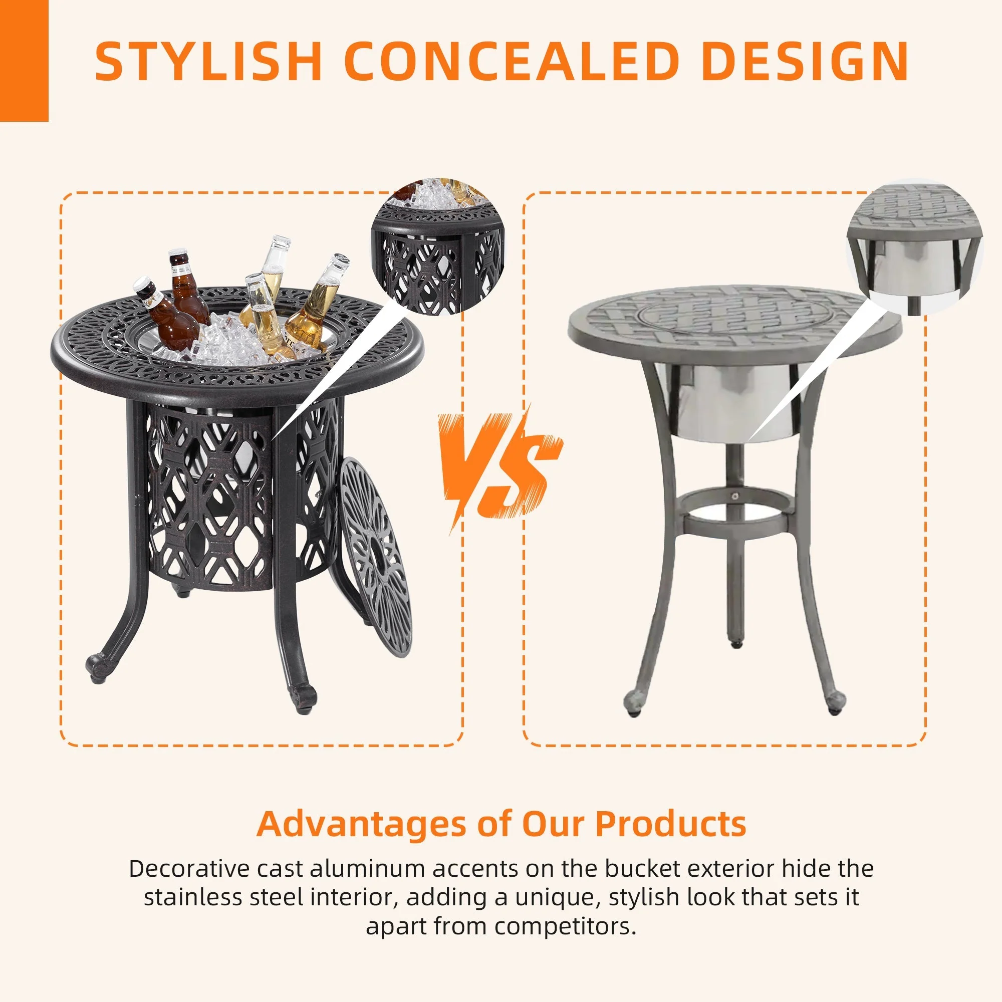 21-Inch Side Table with Removable Ice Bucket - Image 7