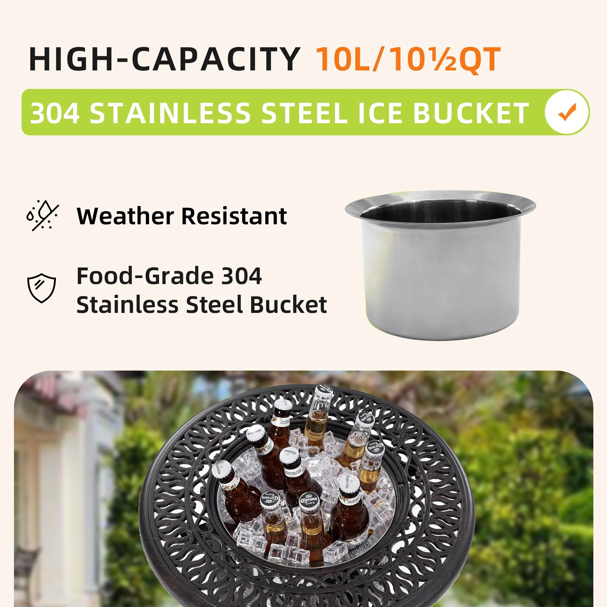 21-Inch Side Table with Removable Ice Bucket - Image 8