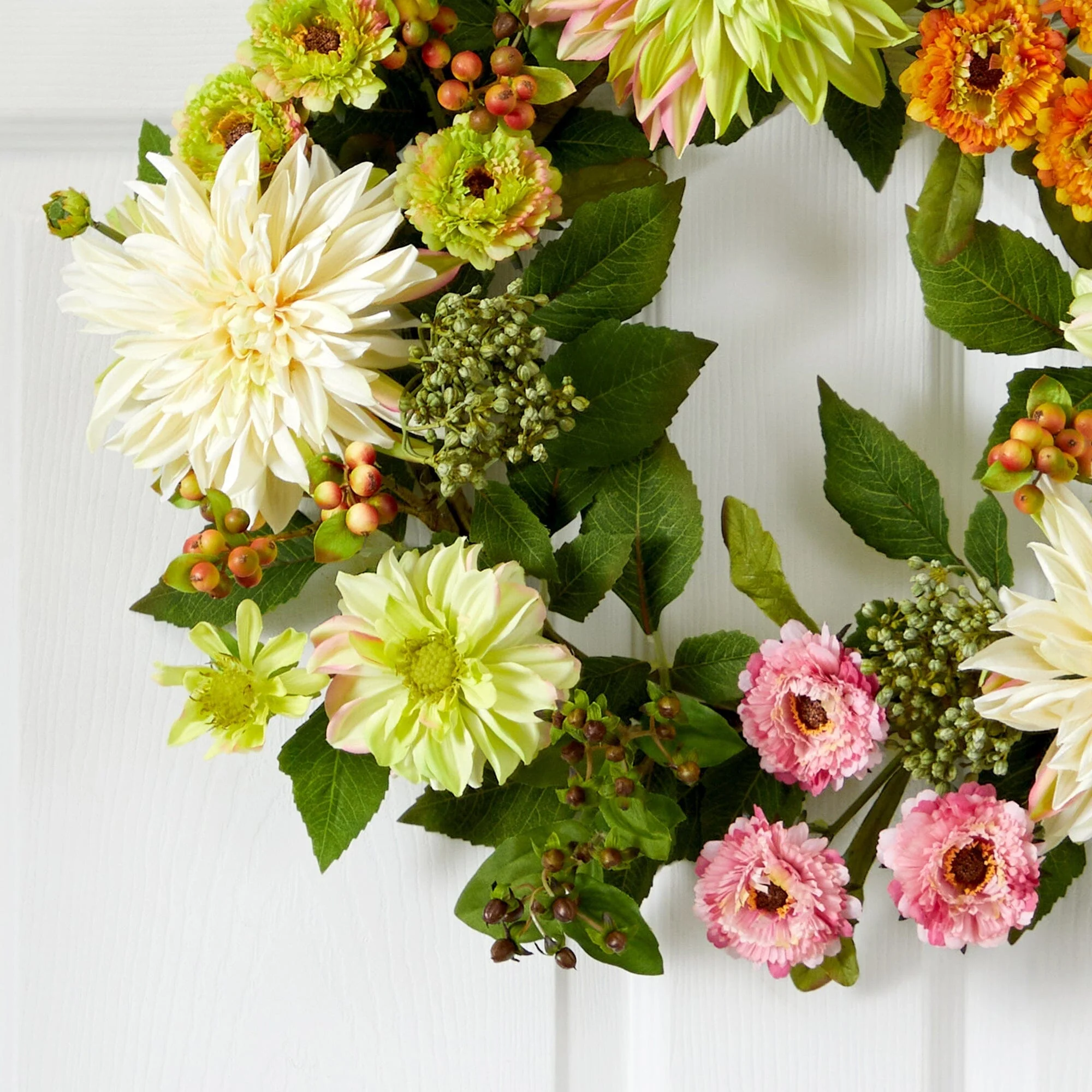 22” Dahlia & Mum Wreath - Spring Vibe - Image 3