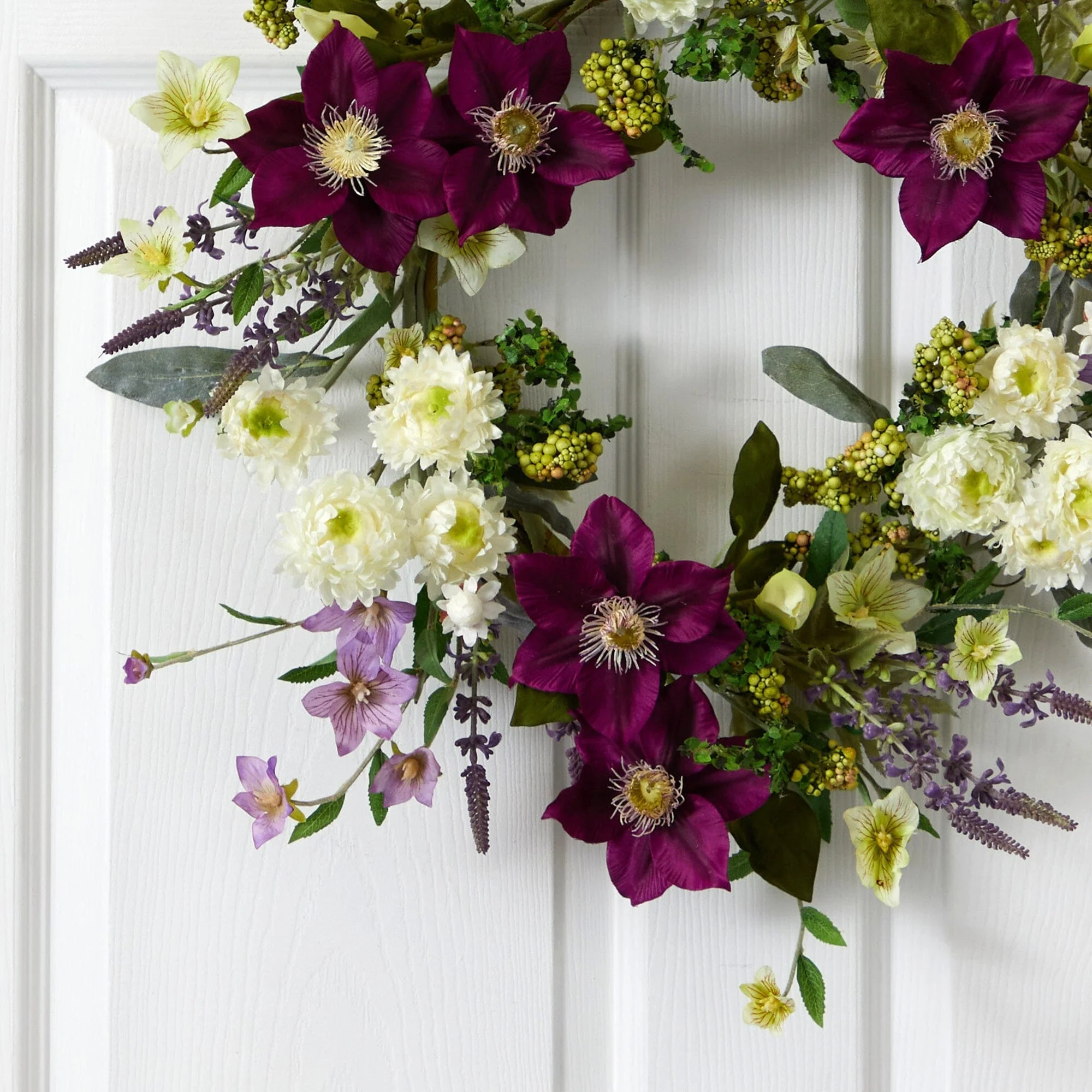 22” Mixed Flower Artificial Wreath - Image 2