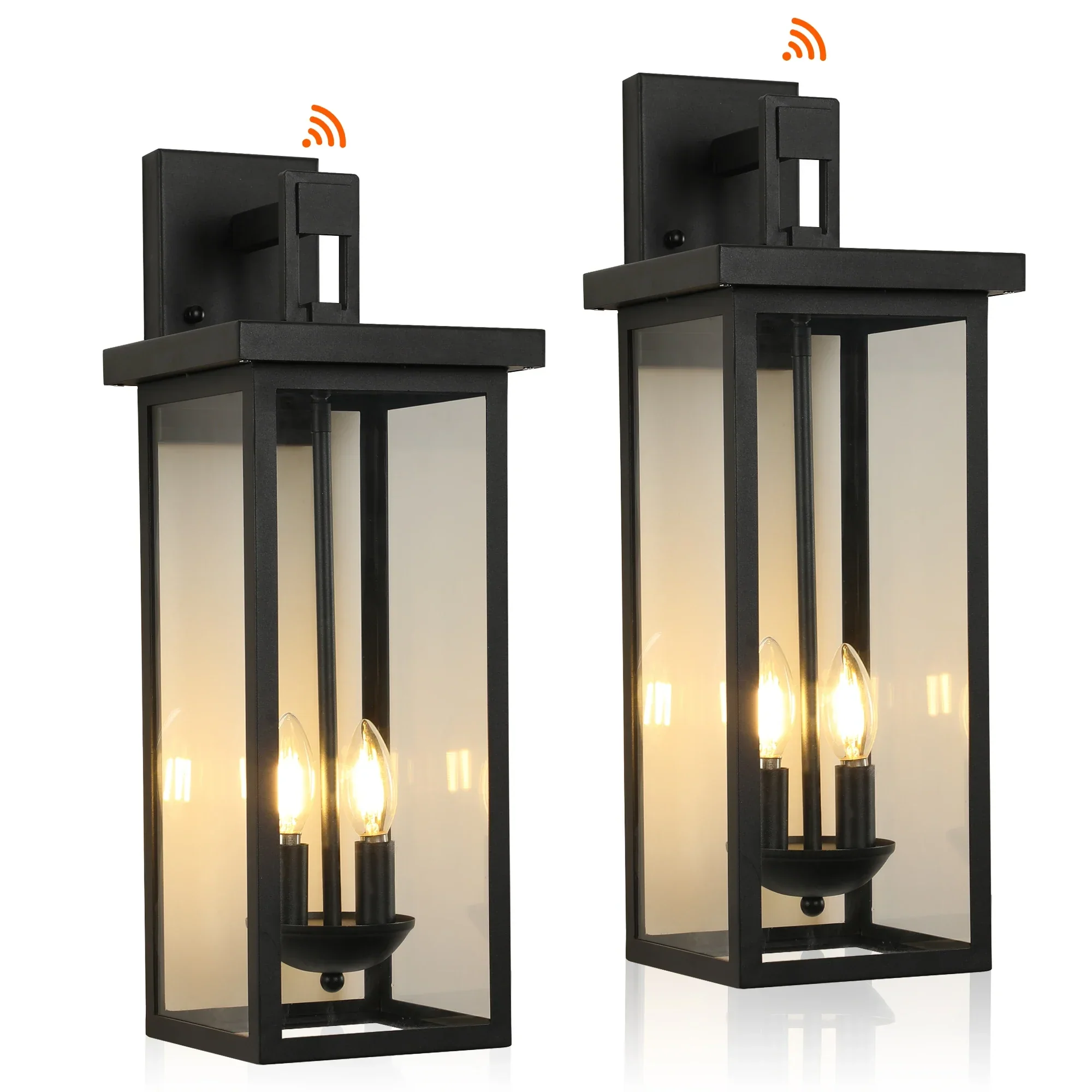 22" Outdoor Wall Lantern Dusk to Dawn Sensor Matte Black Weatherproof Exterior Light - Image 6