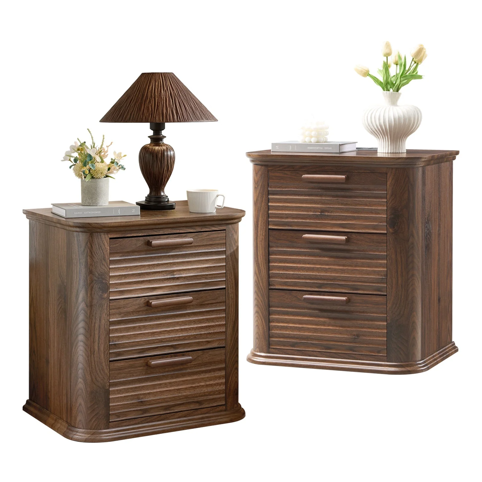 22" Wide Fluted Nightstand with Charging Station - Image 2