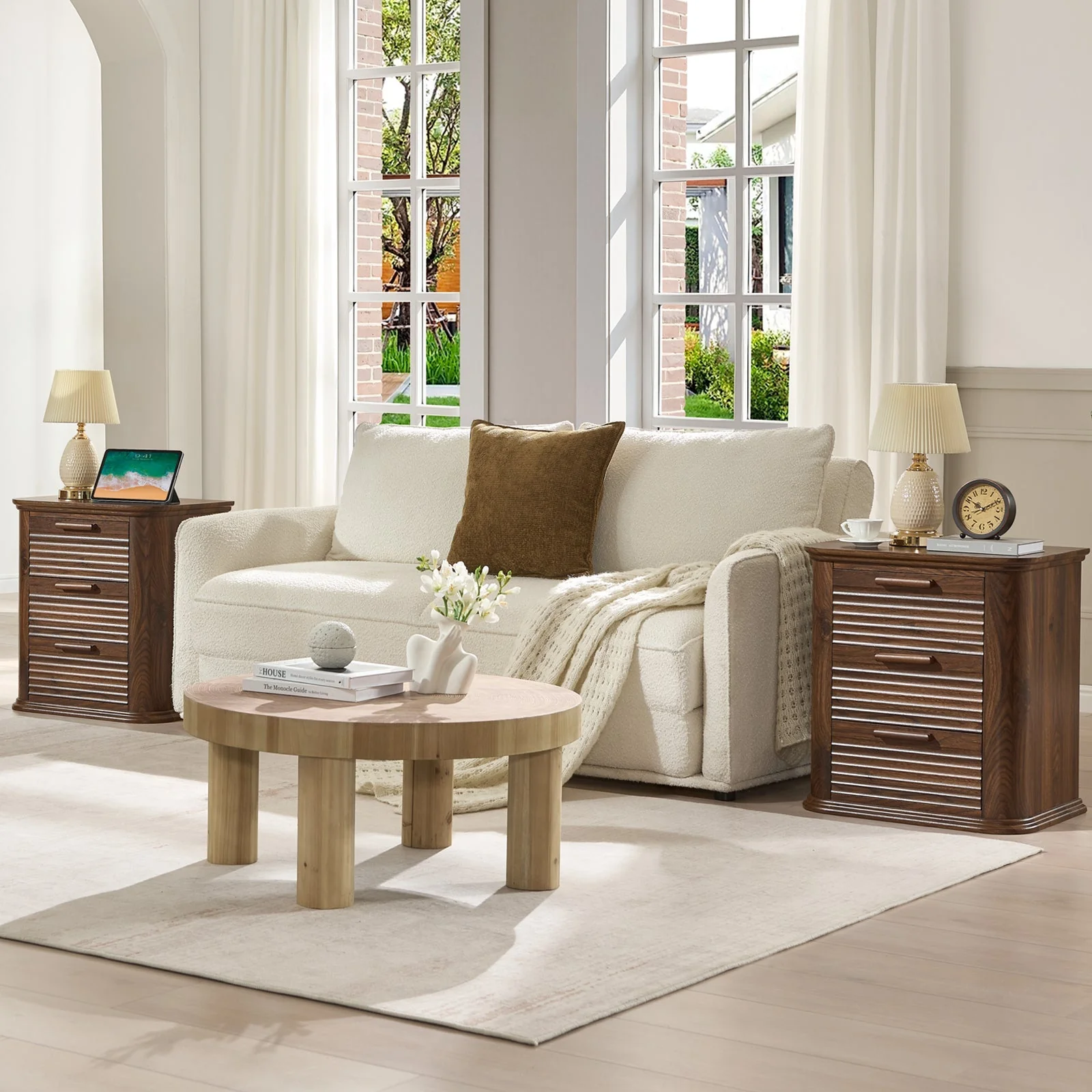 22" Wide Fluted Nightstand with Charging Station - Image 5