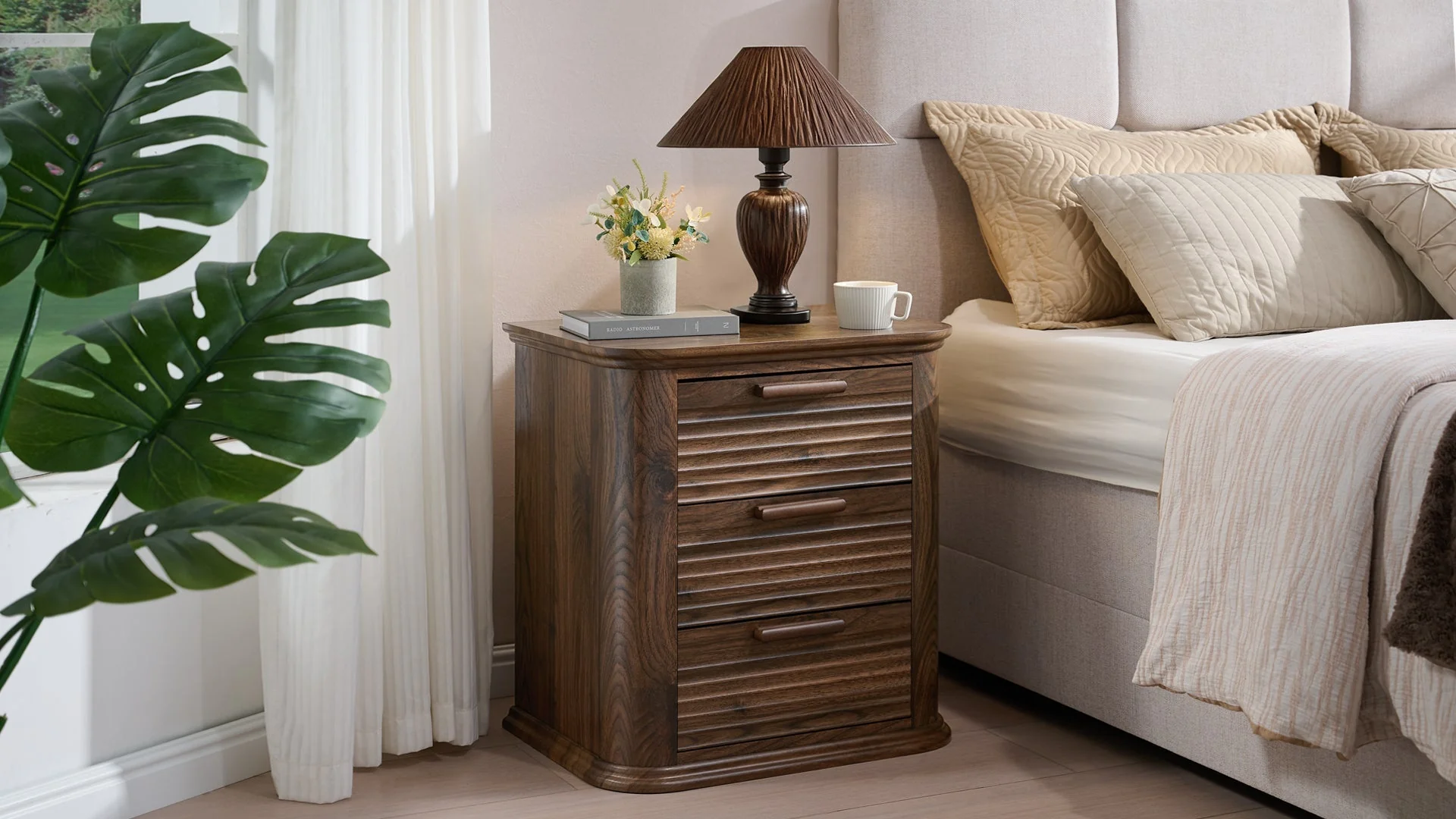 22" Wide Fluted Nightstand with Charging Station - Image 7