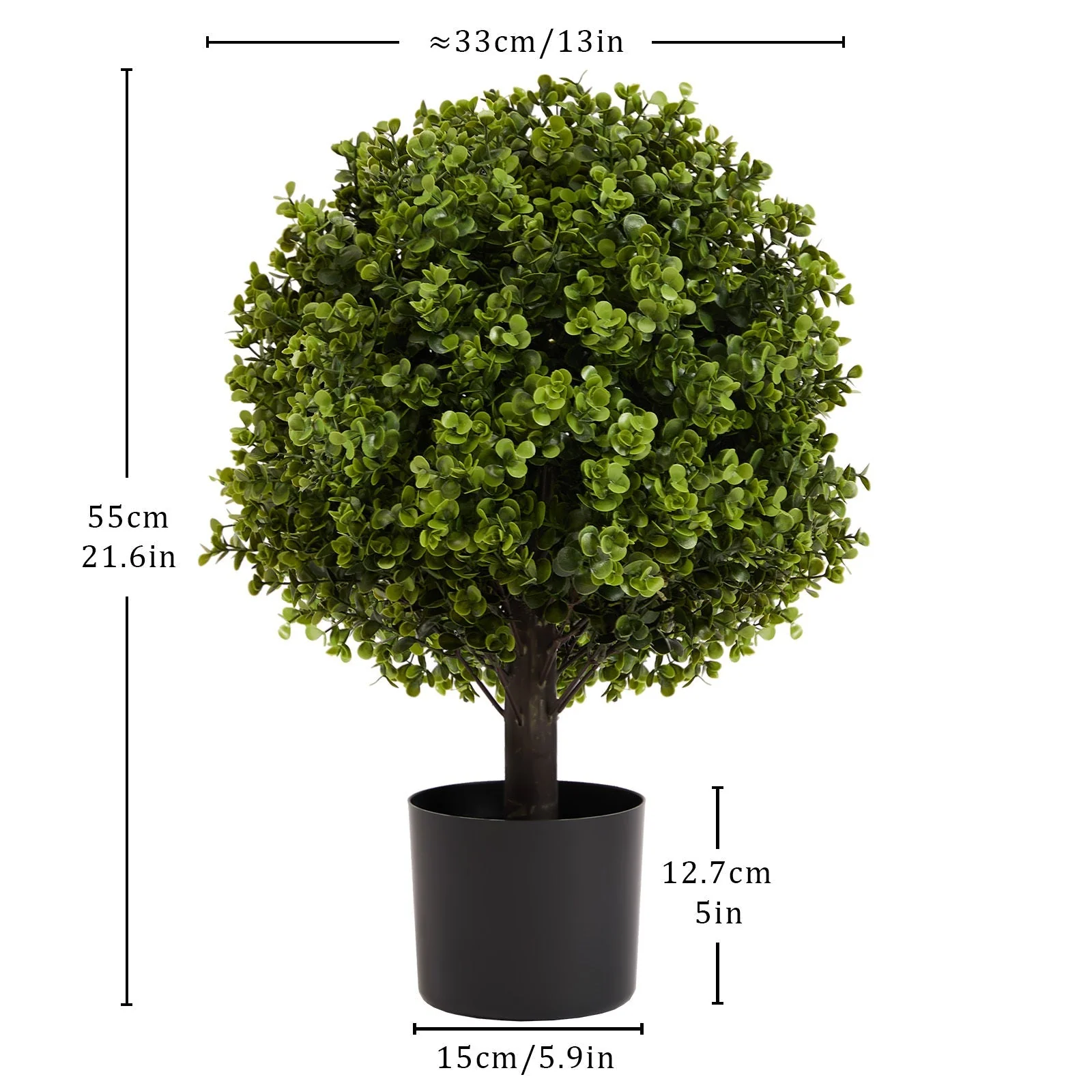 22in Boxwood Ball Shaped Artificial Topiary Shrubs Tree in Pot - Set of 2 - Image 2