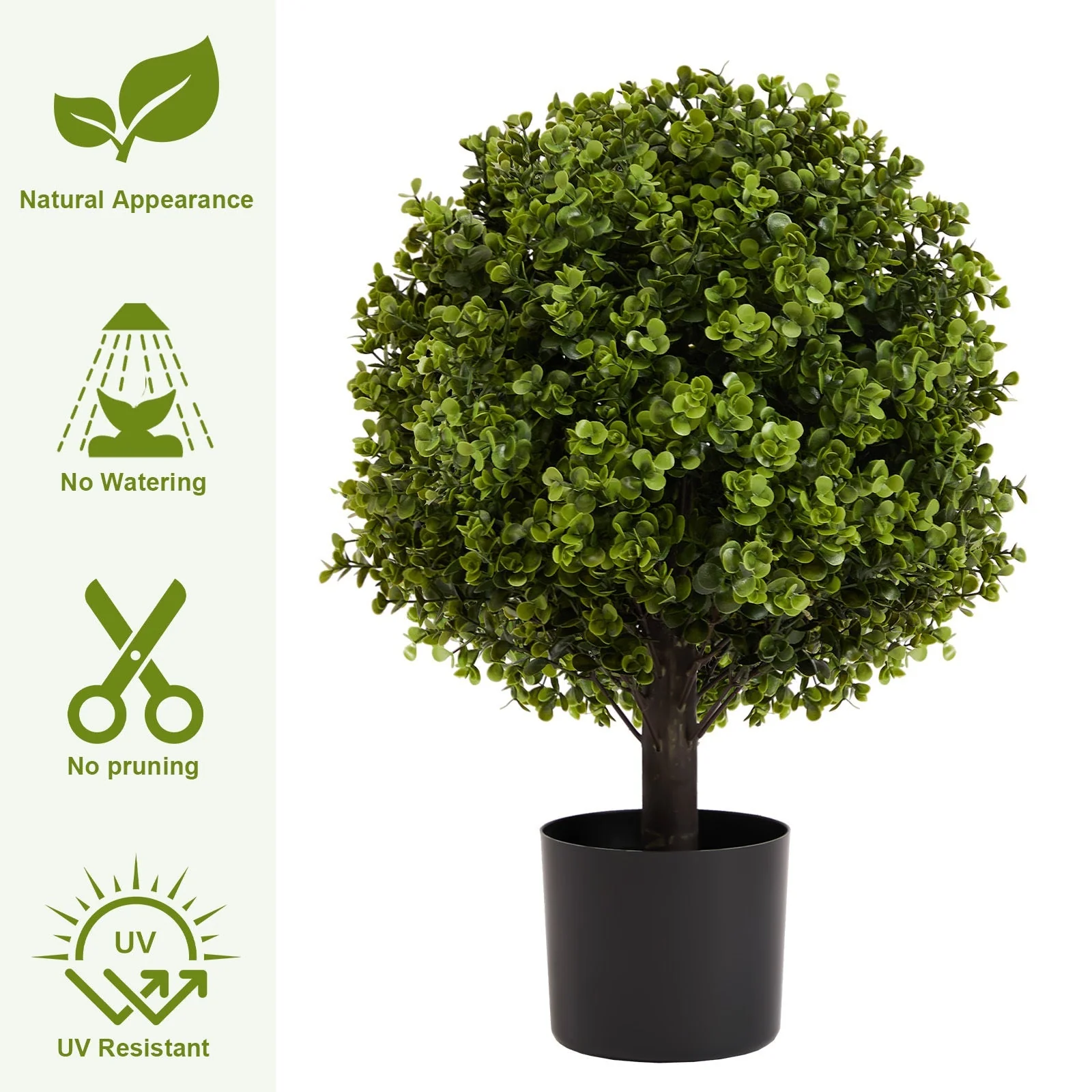 22in Boxwood Ball Shaped Artificial Topiary Shrubs Tree in Pot - Set of 2 - Image 3