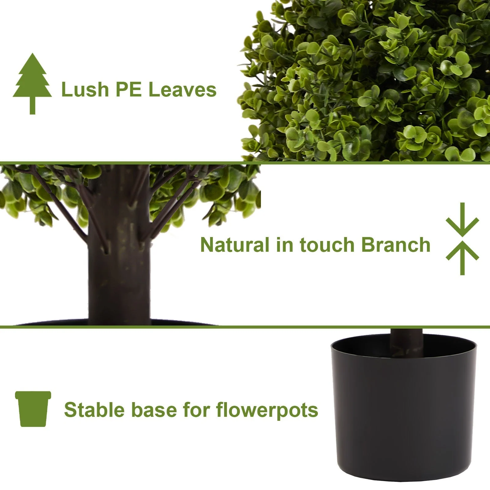 22in Boxwood Ball Shaped Artificial Topiary Shrubs Tree in Pot - Set of 2 - Image 4