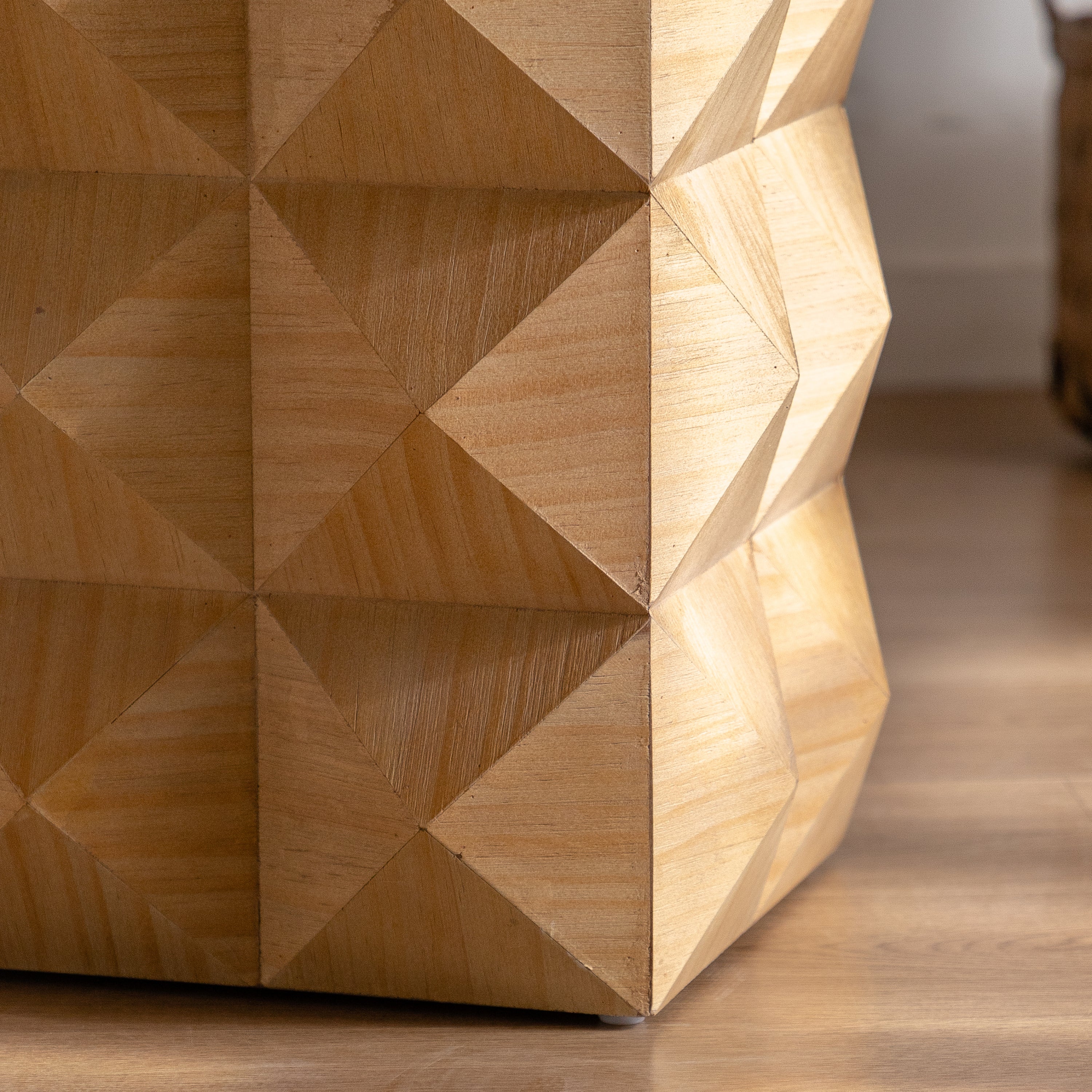 23.62" Height Three-Dimensional Embossed Pattern Wooden Nightstand - Image 18