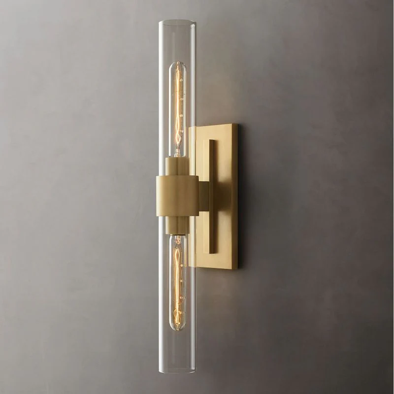 23" Brass Glass Wall Sconce 2-Light E12 Modern Vanity Light - Image 10