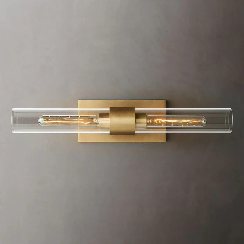 23" Brass Glass Wall Sconce 2-Light E12 Modern Vanity Light - Image 5