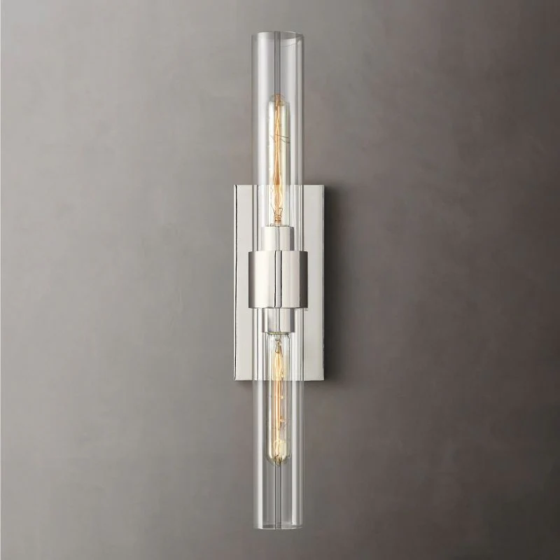 23" Brass Glass Wall Sconce 2-Light E12 Modern Vanity Light - Image 6