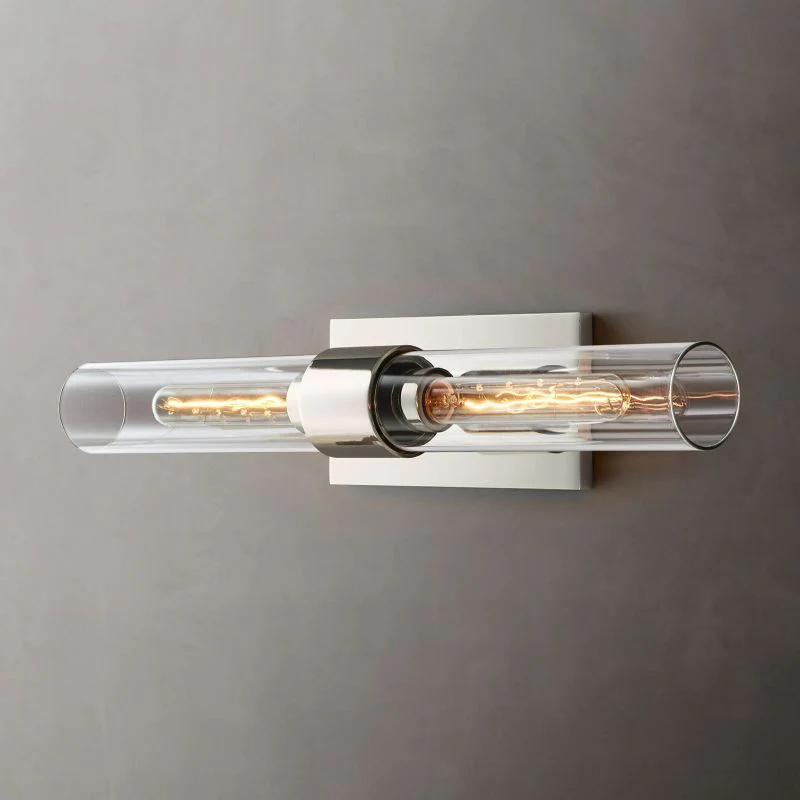 23" Brass Glass Wall Sconce 2-Light E12 Modern Vanity Light - Image 7