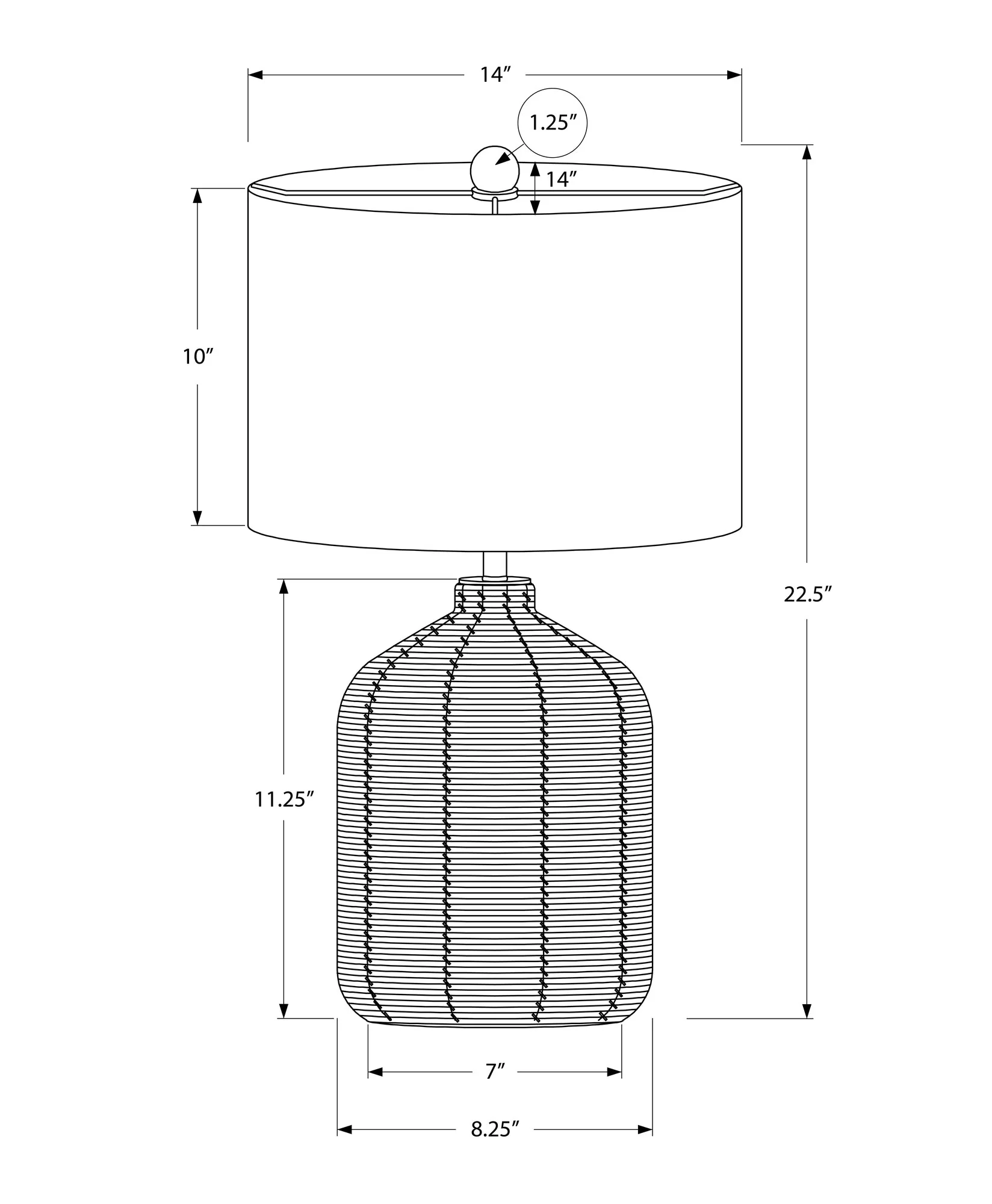 23'' Brown Rattan Table Lamp with Beige Shade - Image 4