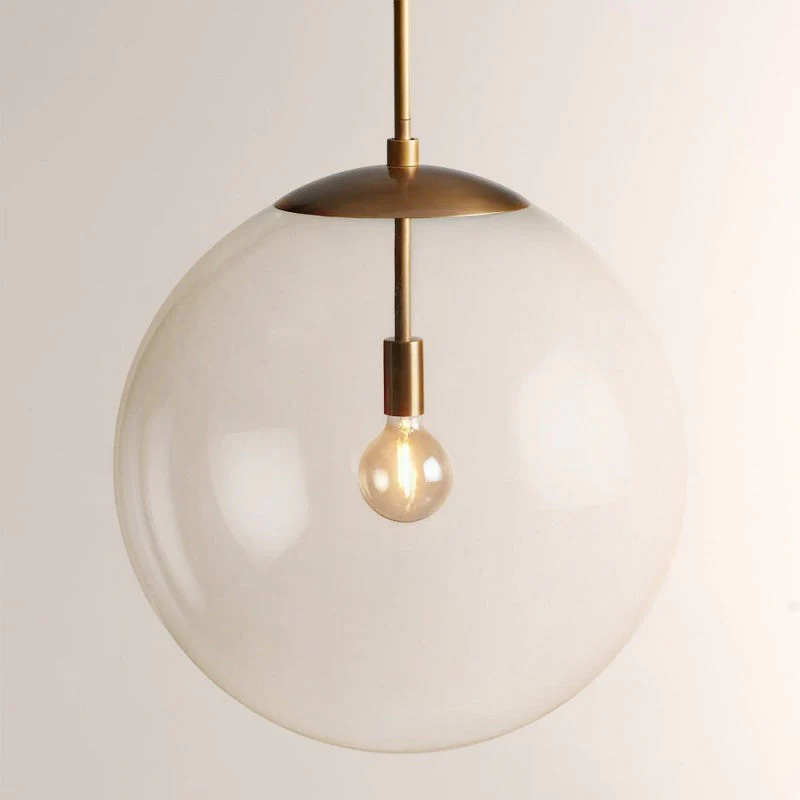 23" Glass Globe Pendant Light Brass Bronze E26 LED Ceiling Fixture