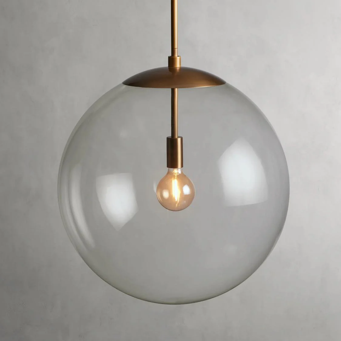 23" Glass Globe Pendant Light Brass Bronze E26 LED Ceiling Fixture - Image 11