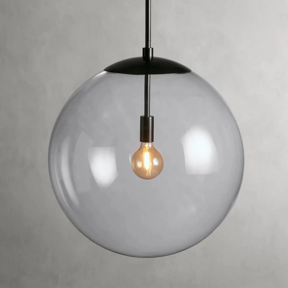 23" Glass Globe Pendant Light Brass Bronze E26 LED Ceiling Fixture - Image 13
