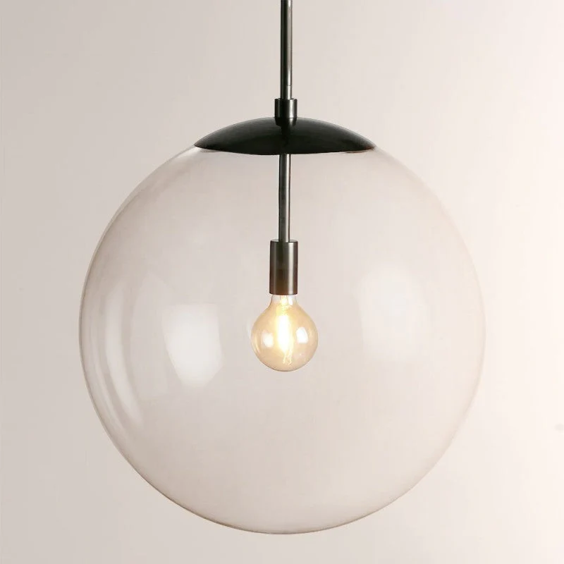 23" Glass Globe Pendant Light Brass Bronze E26 LED Ceiling Fixture - Image 2